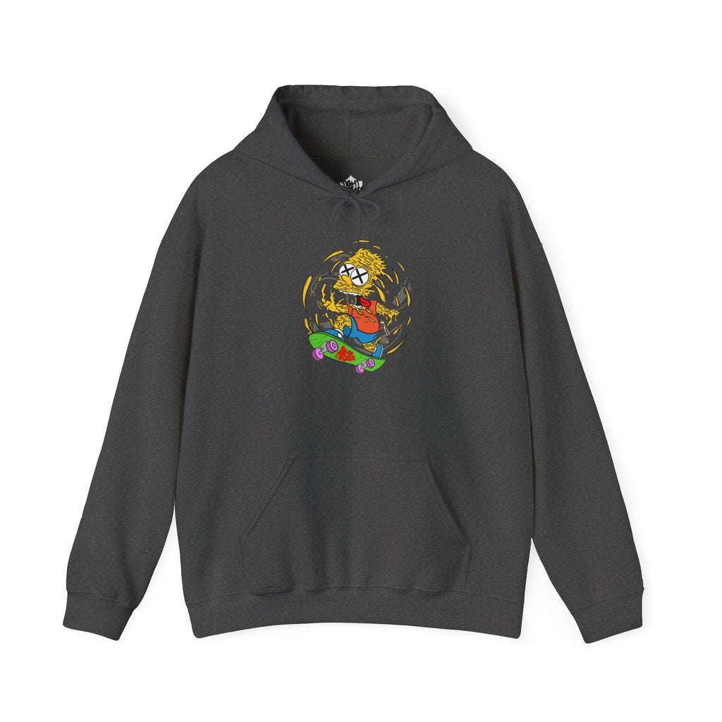 Warping Bart Simpson Skateboarding Hoodie | Retro Skateboard Illustration
