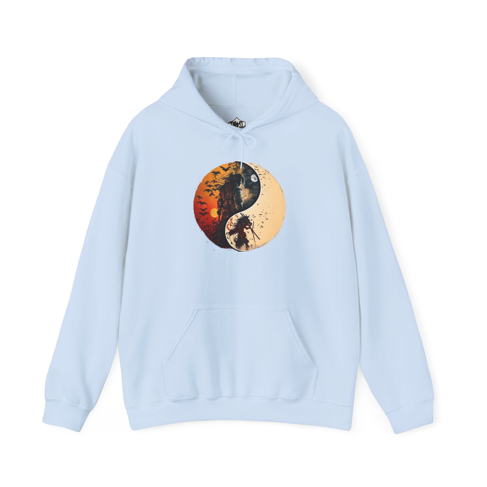 Yin Yang Samurai Hoodie - Cozy Streetwear, Unisex Fashion, Meditation Gift, Casual Wear, Spiritual Apparel