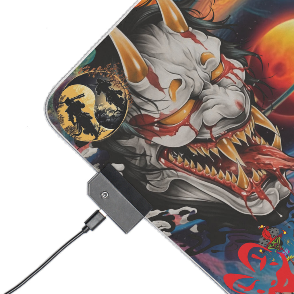 Psychodelic Sneed Style Cartoon Chakra Meditation Alien Art LED Gaming Mouse Pad | RGB Desk Mat