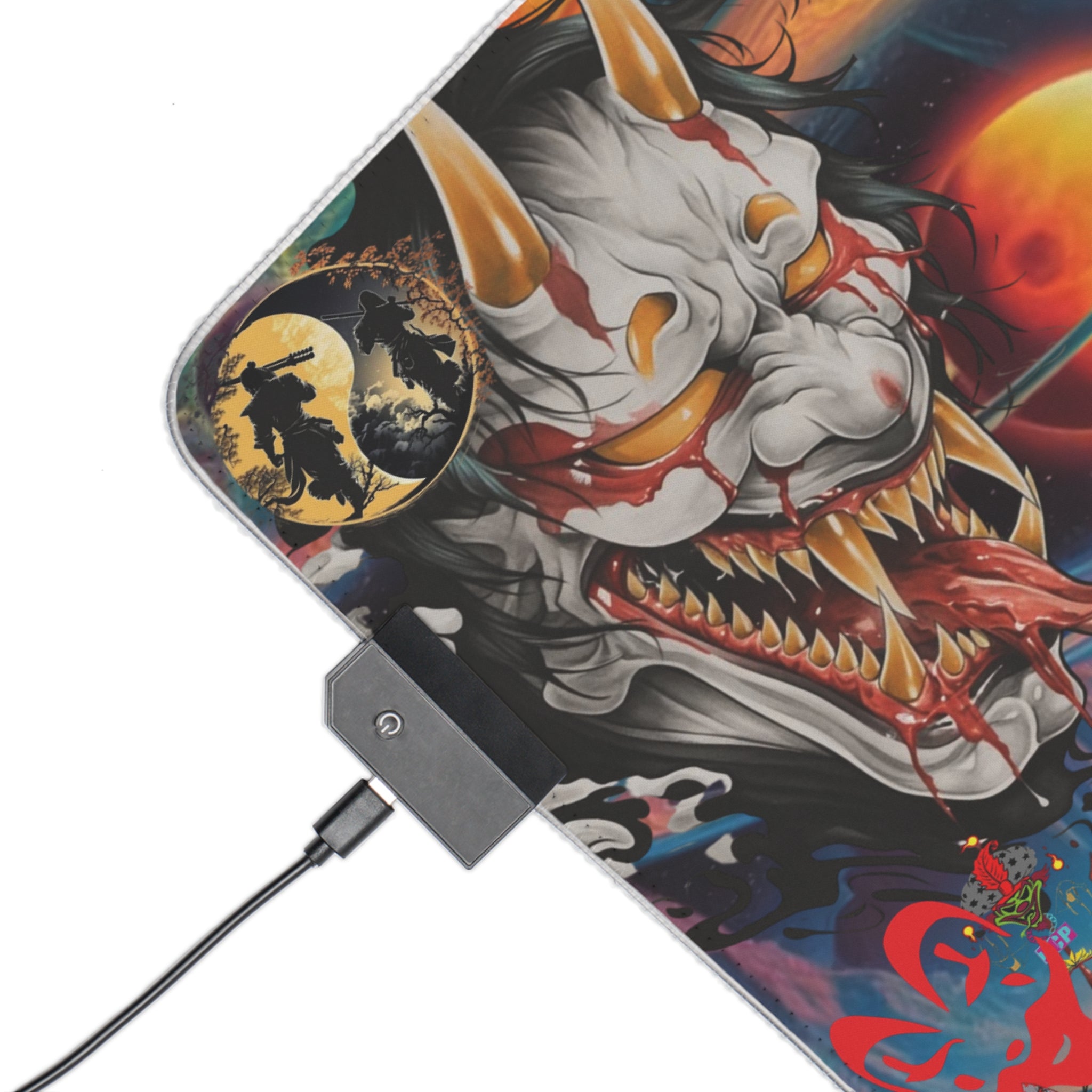 Psychodelic Sneed Style Cartoon Chakra Meditation Alien Art LED Gaming Mouse Pad | RGB Desk Mat