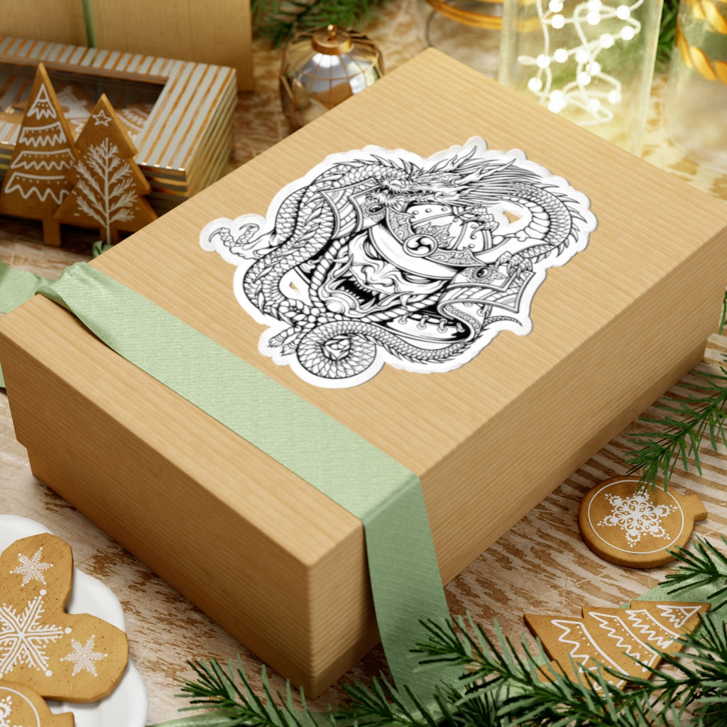 Dragon Warrior Kiss-Cut Stickers | Bold Art for Laptops, Journals, Skateboards, Gifts, and Decor