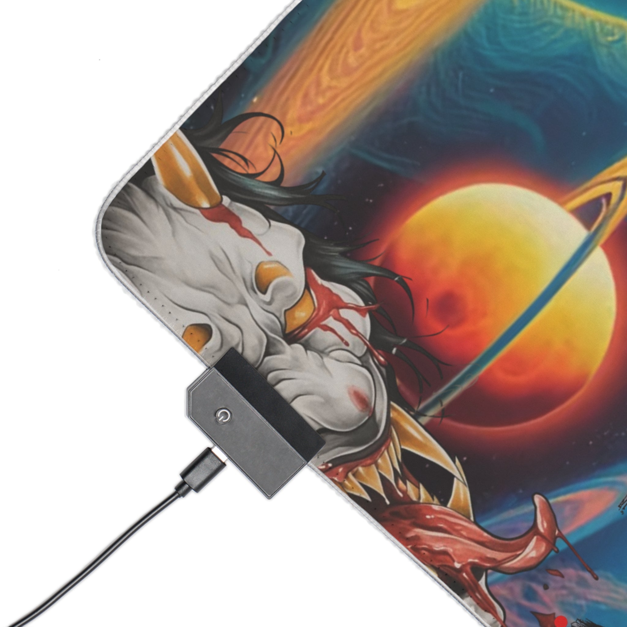 Psychodelic Sneed Style Cartoon Chakra Meditation Alien Art LED Gaming Mouse Pad | RGB Desk Mat