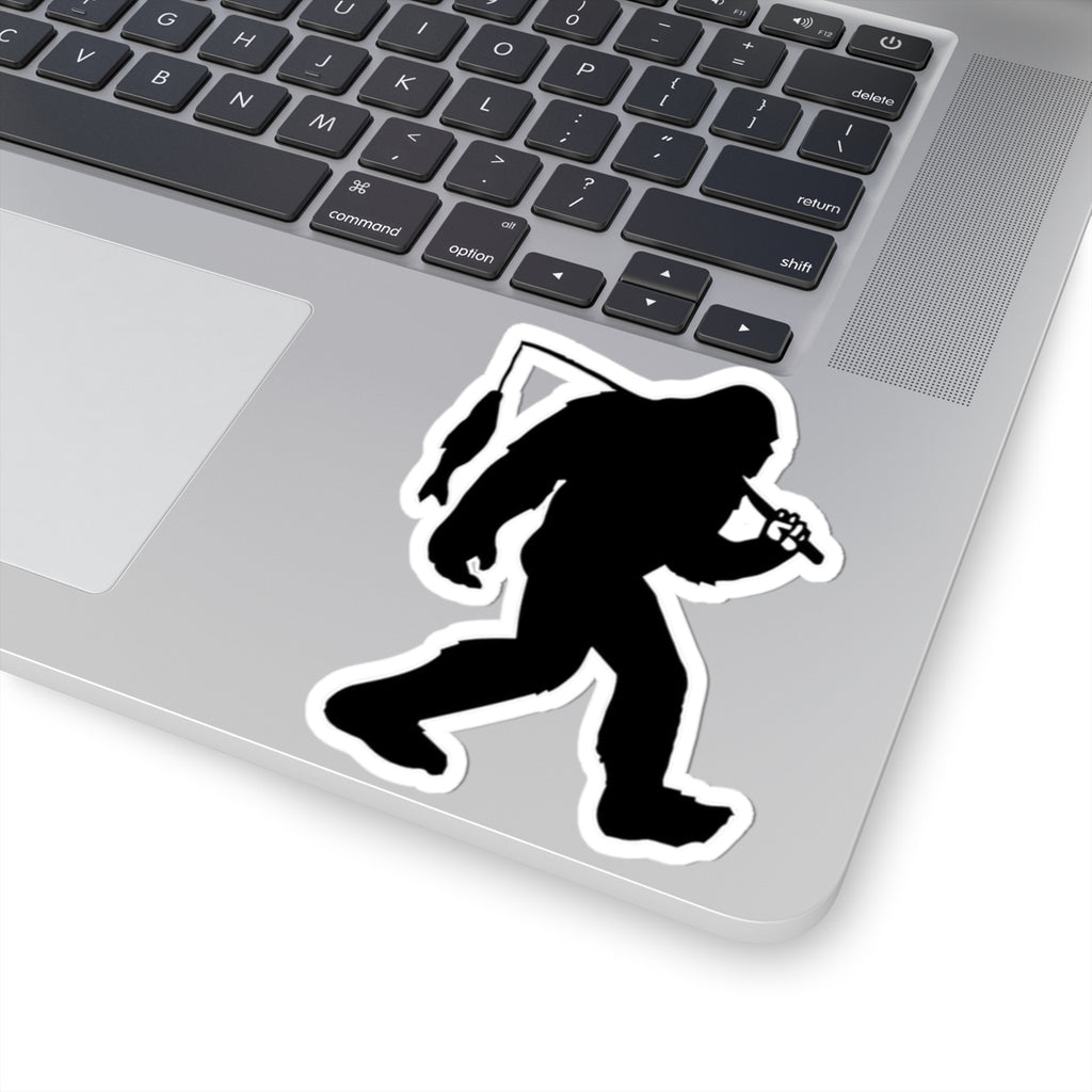 Bigfoot Silhouette with Fish Sticker | Kiss-Cut Sticker