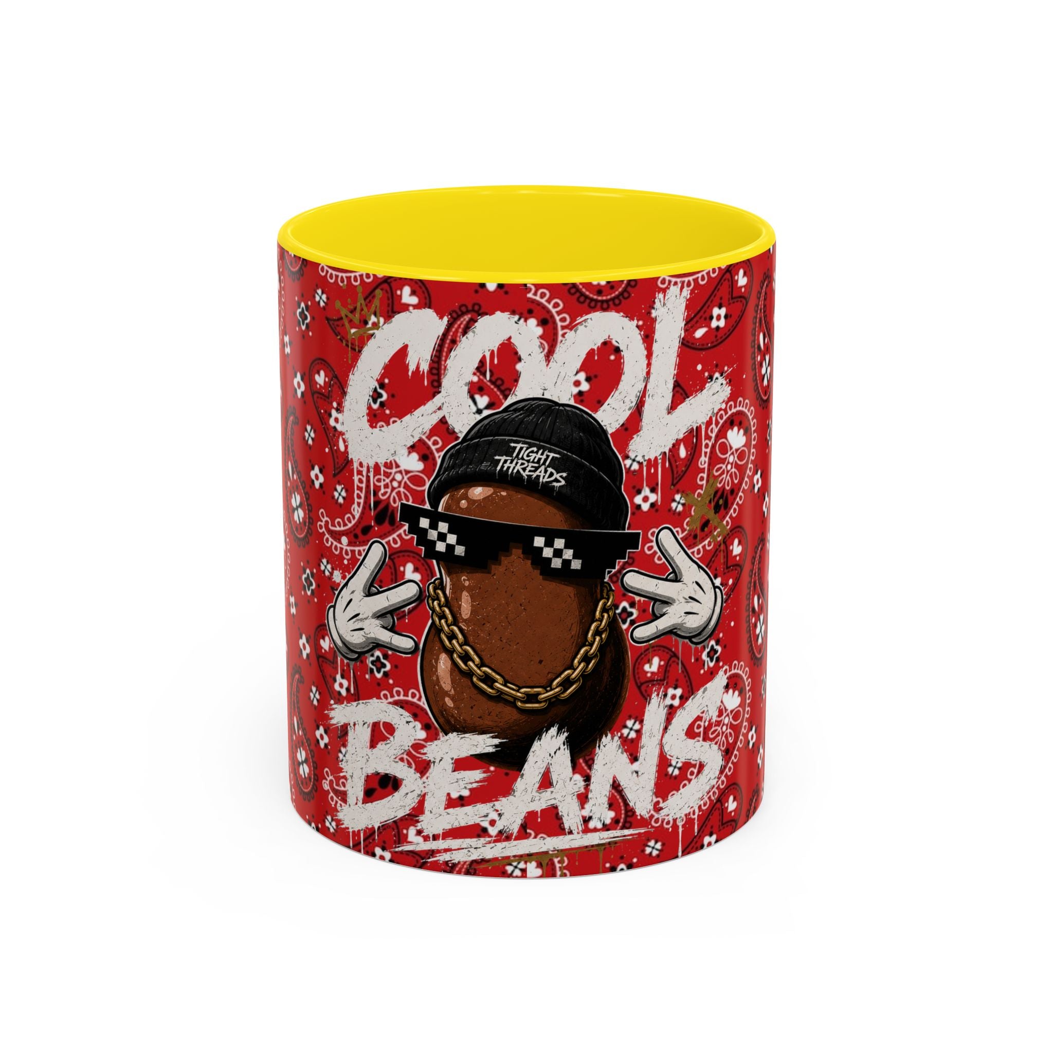 Cool Beans Mug | Red Bandana Coffee Cup, Hip-Hop Bean Graphic 11oz 15oz