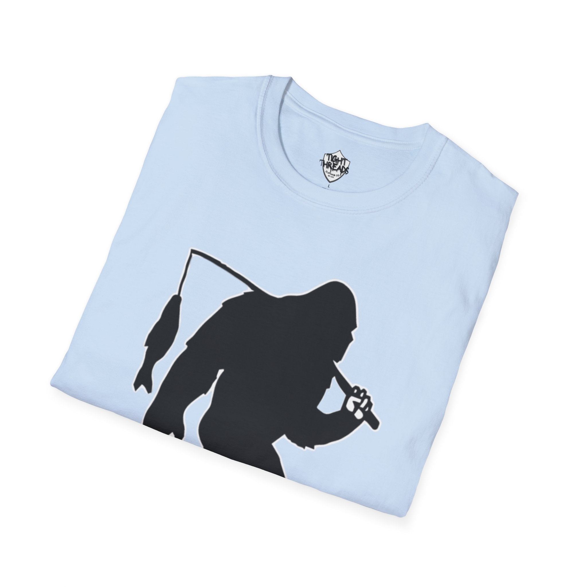 Bigfoot Fishing T-Shirt | Sasquatch Fisherman Silhouette