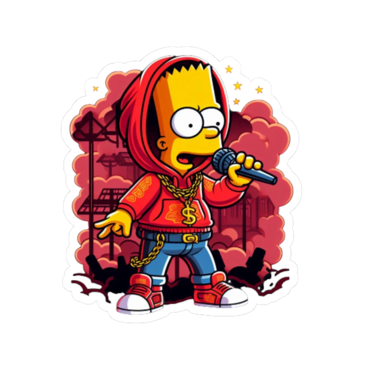 Rap Bart Simpson Sticker | Kiss-Cut Vinyl Sticker, Hip Hop Character