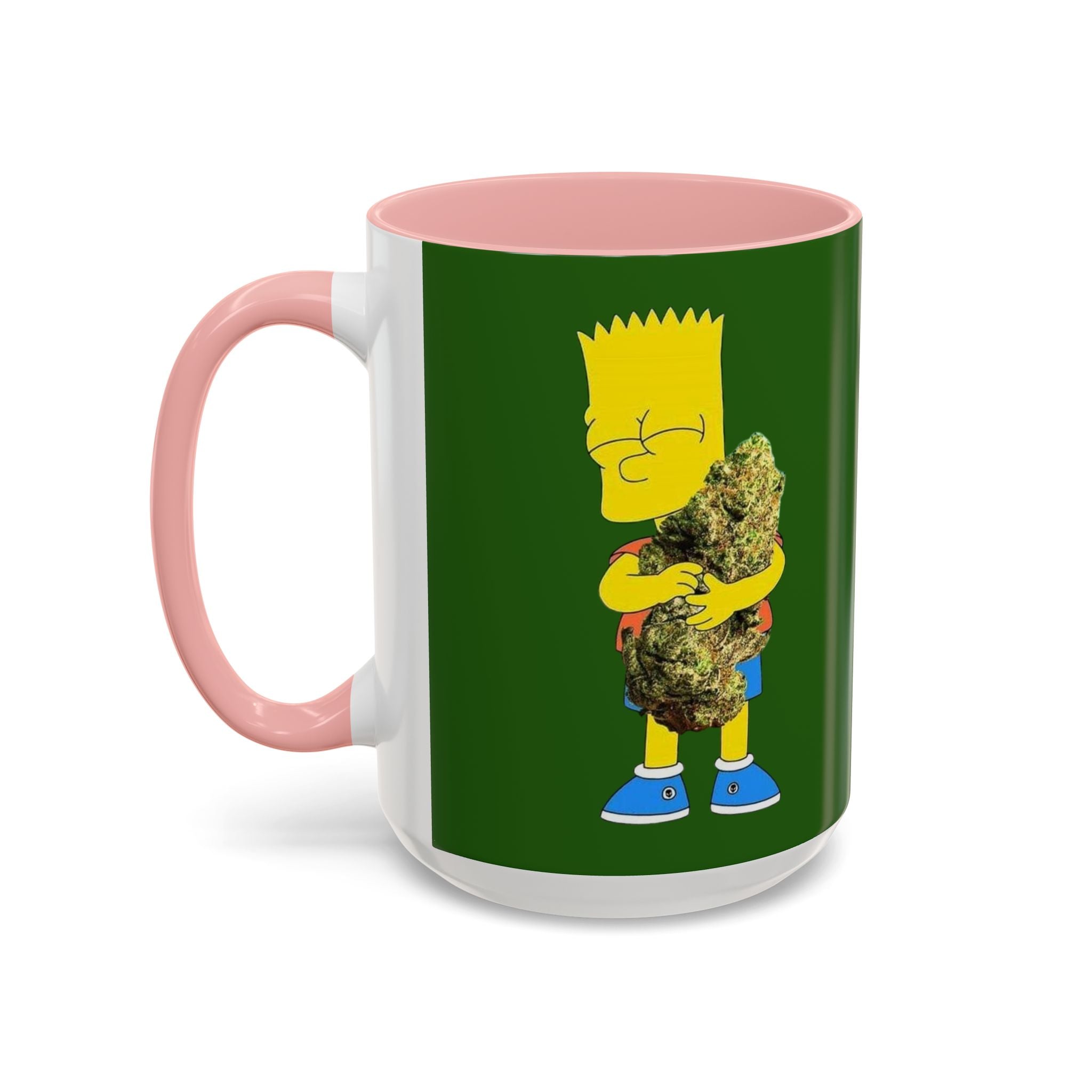 Leafy Green Lettering Accent Coffee Mug 11oz 15oz | Forest Background, Contrasting Handle