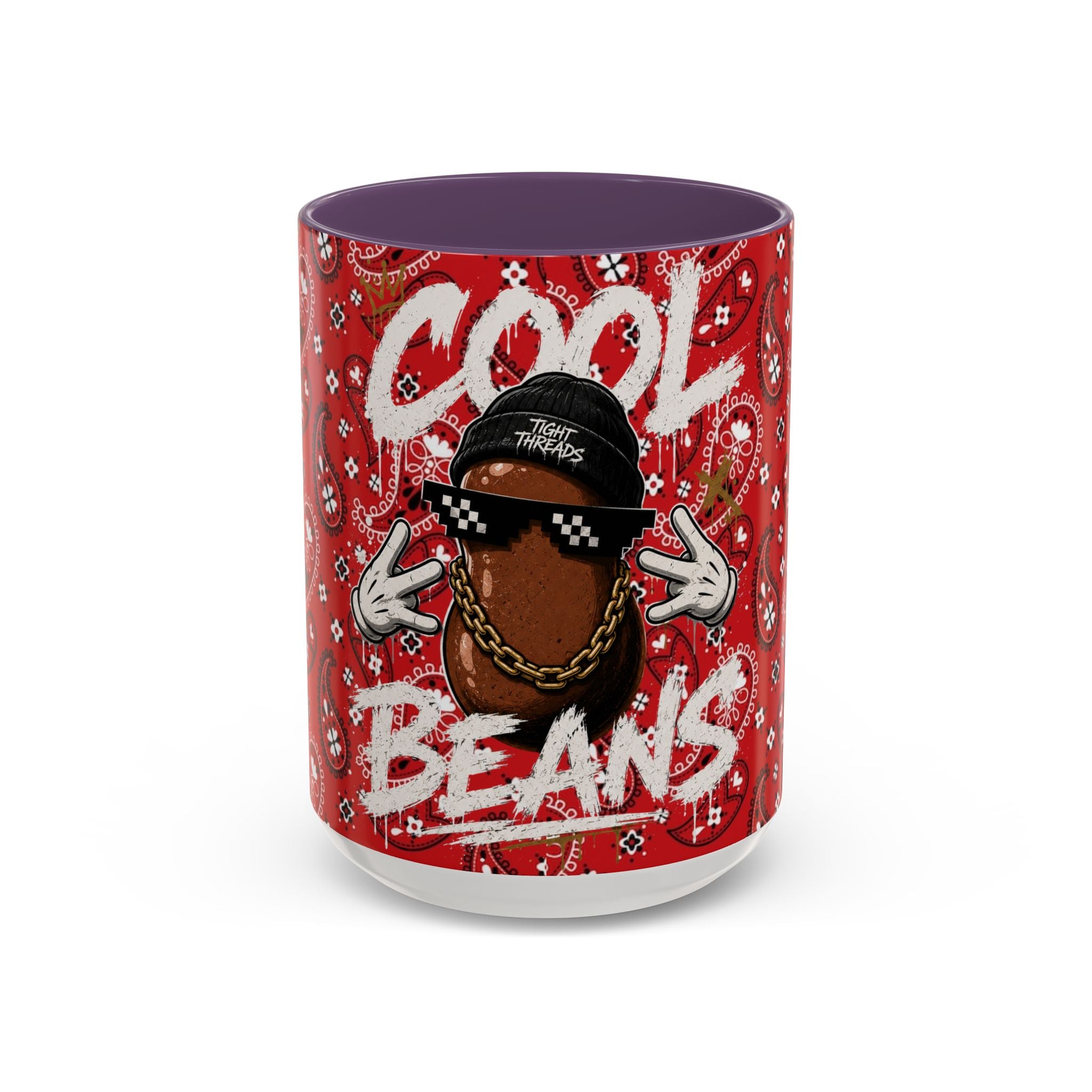 Cool Beans Mug | Red Bandana Coffee Cup, Hip-Hop Bean Graphic 11oz 15oz