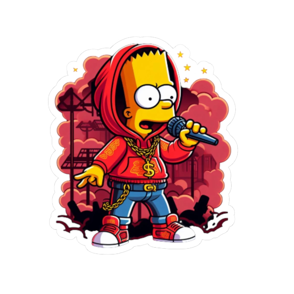 Rap Bart Simpson Sticker | Kiss-Cut Vinyl Sticker, Hip Hop Character