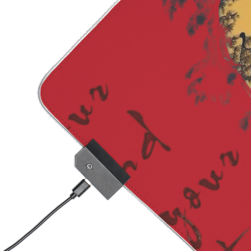 Samurai Yin Yang LED Gaming Mouse Pad | Warrior Silhouette, Kanji, Motivational Quote