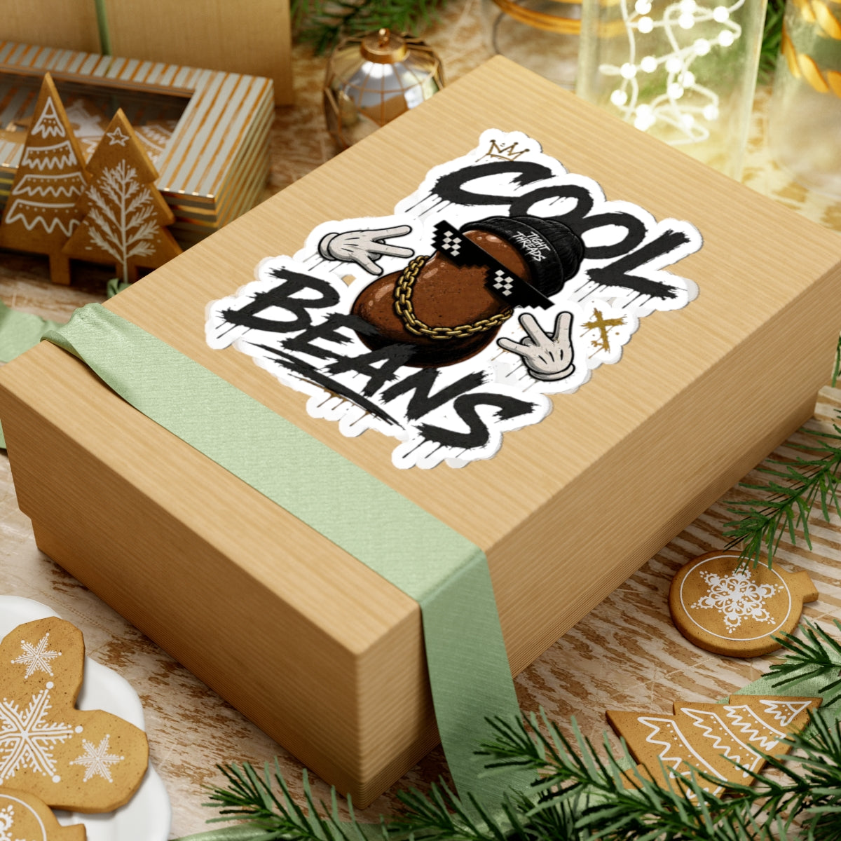 Cool Beans Sticker — Hip Hop Tight Threads Beanie Kiss-Cut Vinyl Sticker
