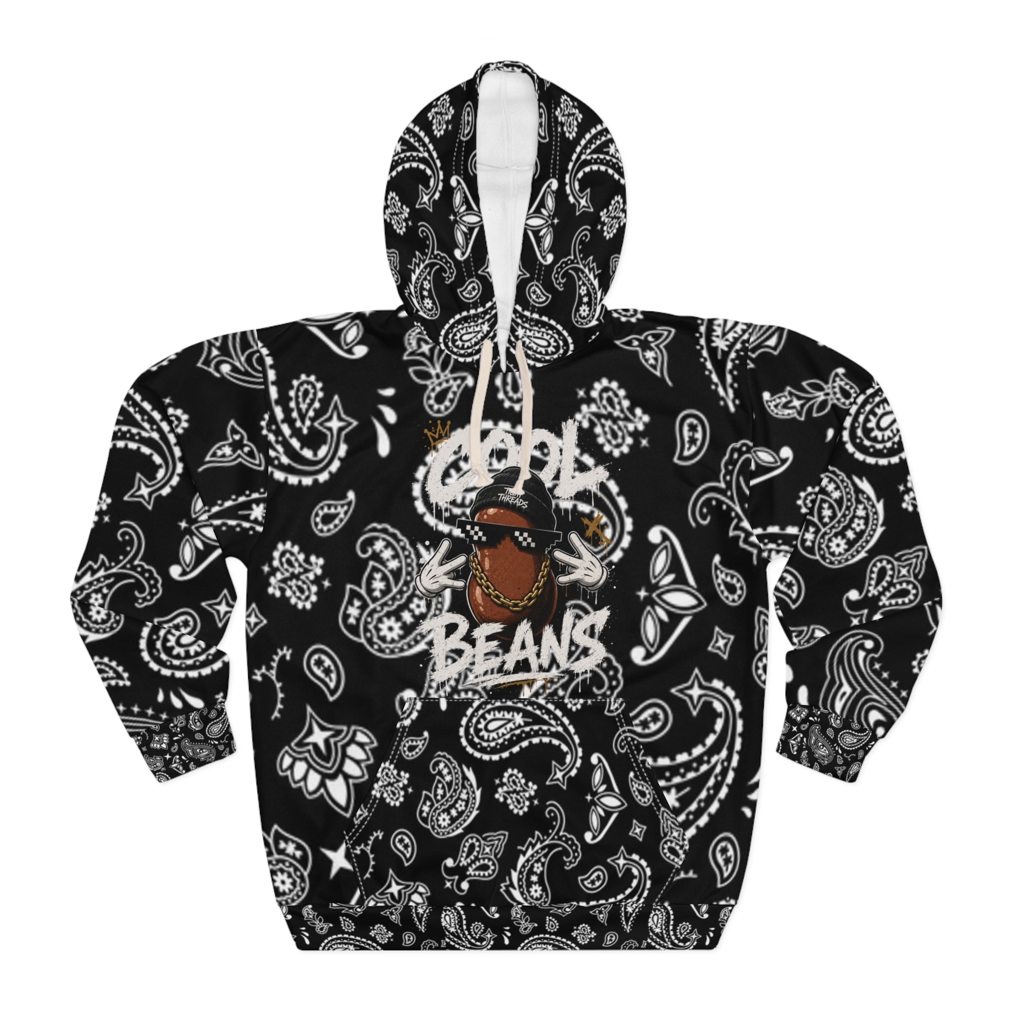 Cool Beans Bandana Background Hoodie | All-Over Print