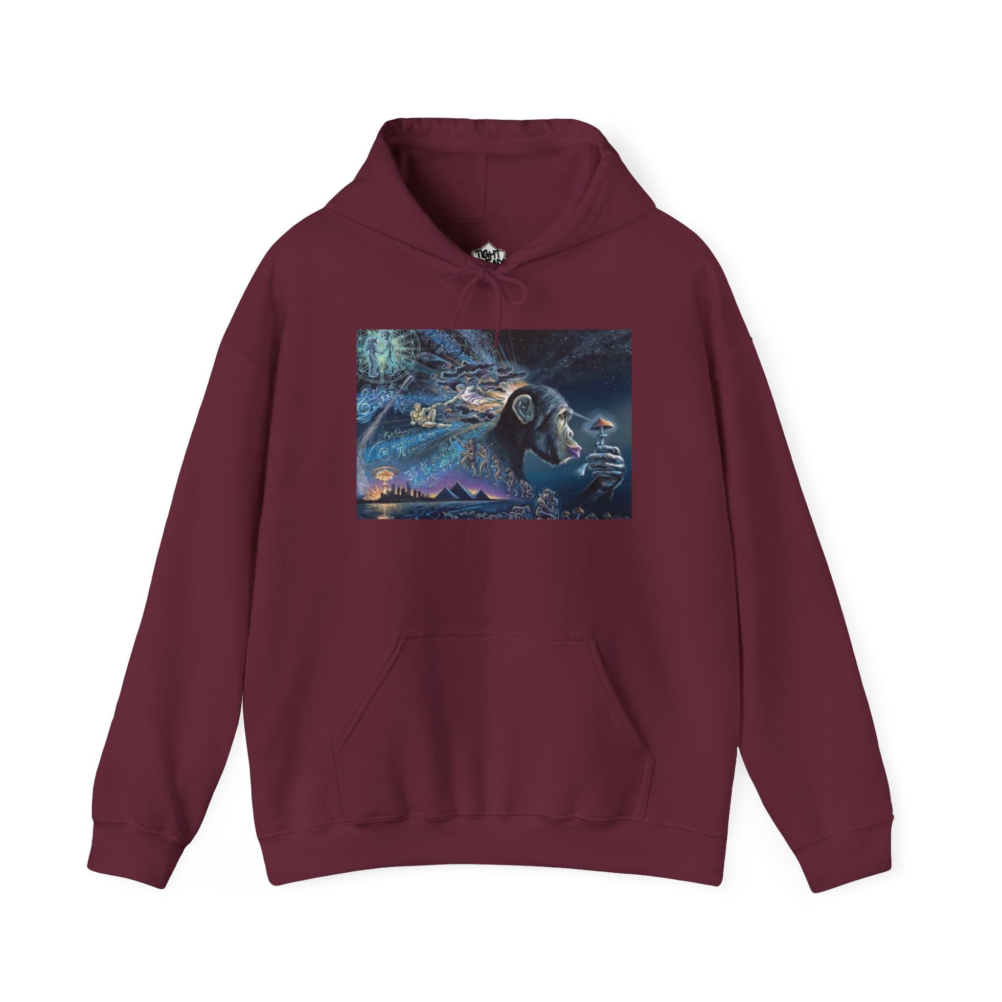 Stoned Ape Theory Hoodie - Unisex Heavy Blend Sweatshirt, Galaxy Art Pullover, Mens Womens Hoodie, Chill Vibes Sweatshirt