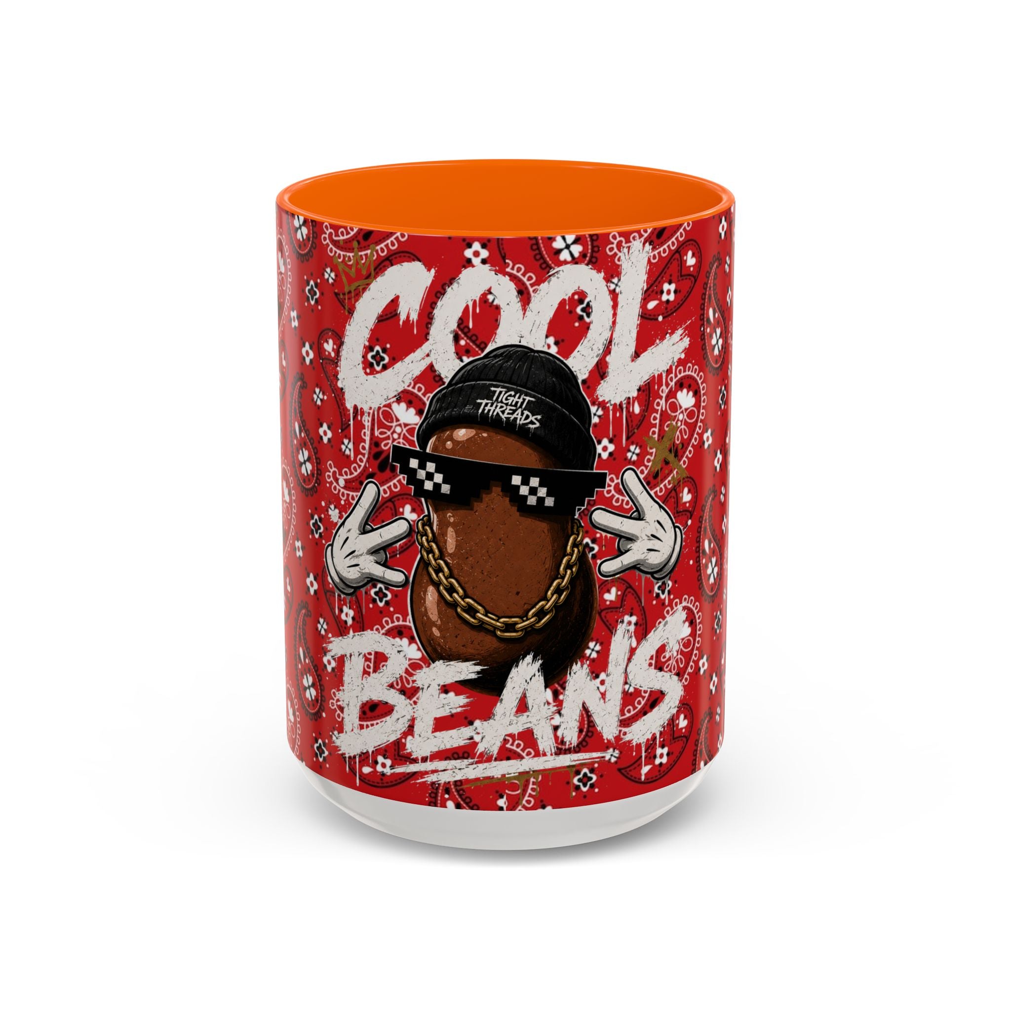 Cool Beans Mug | Red Bandana Coffee Cup, Hip-Hop Bean Graphic 11oz 15oz