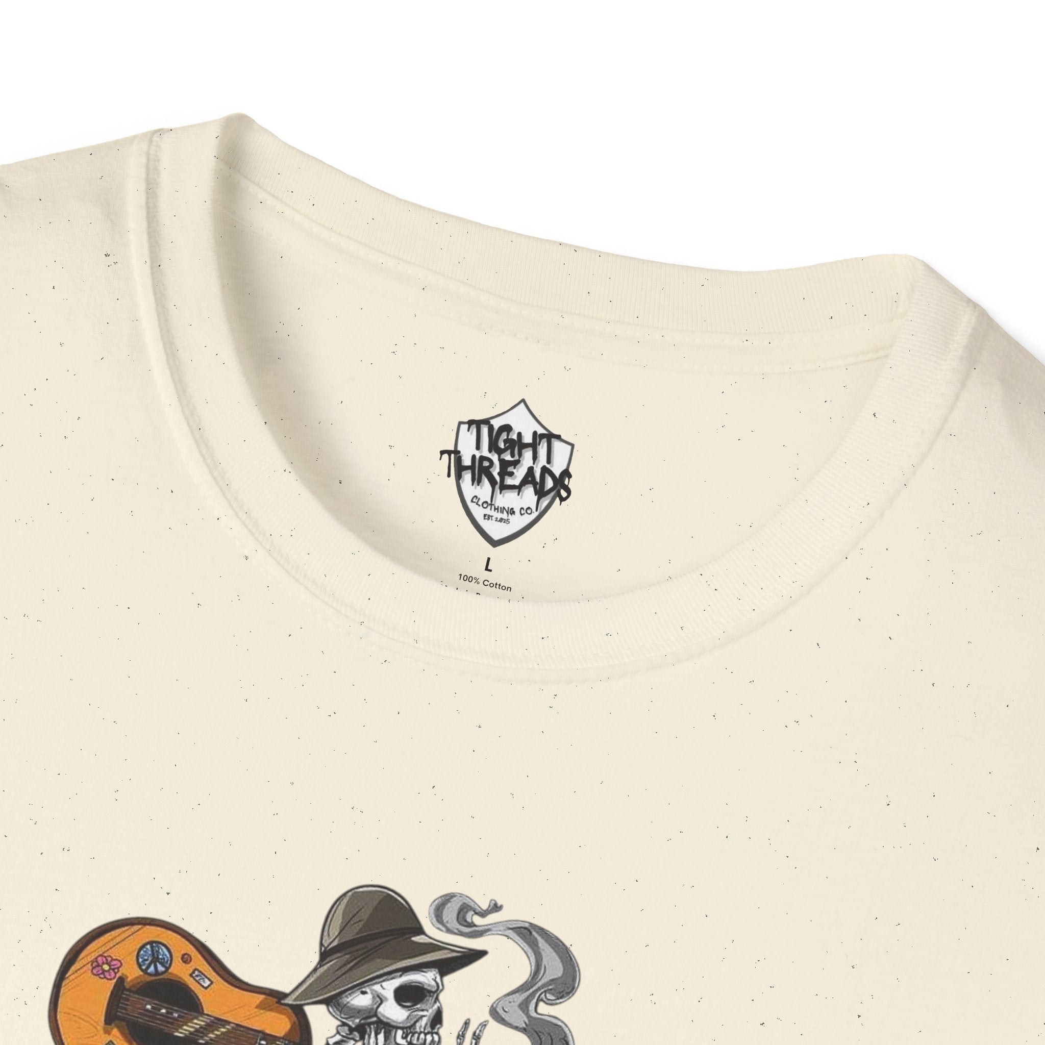 Festival Vibes Unisex Softstyle T-Shirt - Skull Guitar Graphic Tee, Music Lover Gift, Boho Apparel, Unisex Summer Shirt, Cool Casual Wear