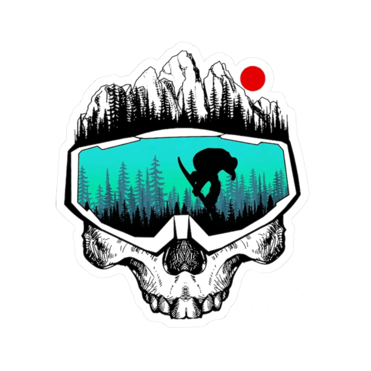 Snowboard Skull Kiss-Cut Stickers | Outdoor Adventure, Winter Sports, Cool Gear, Laptop Decals, Nature Vibes
