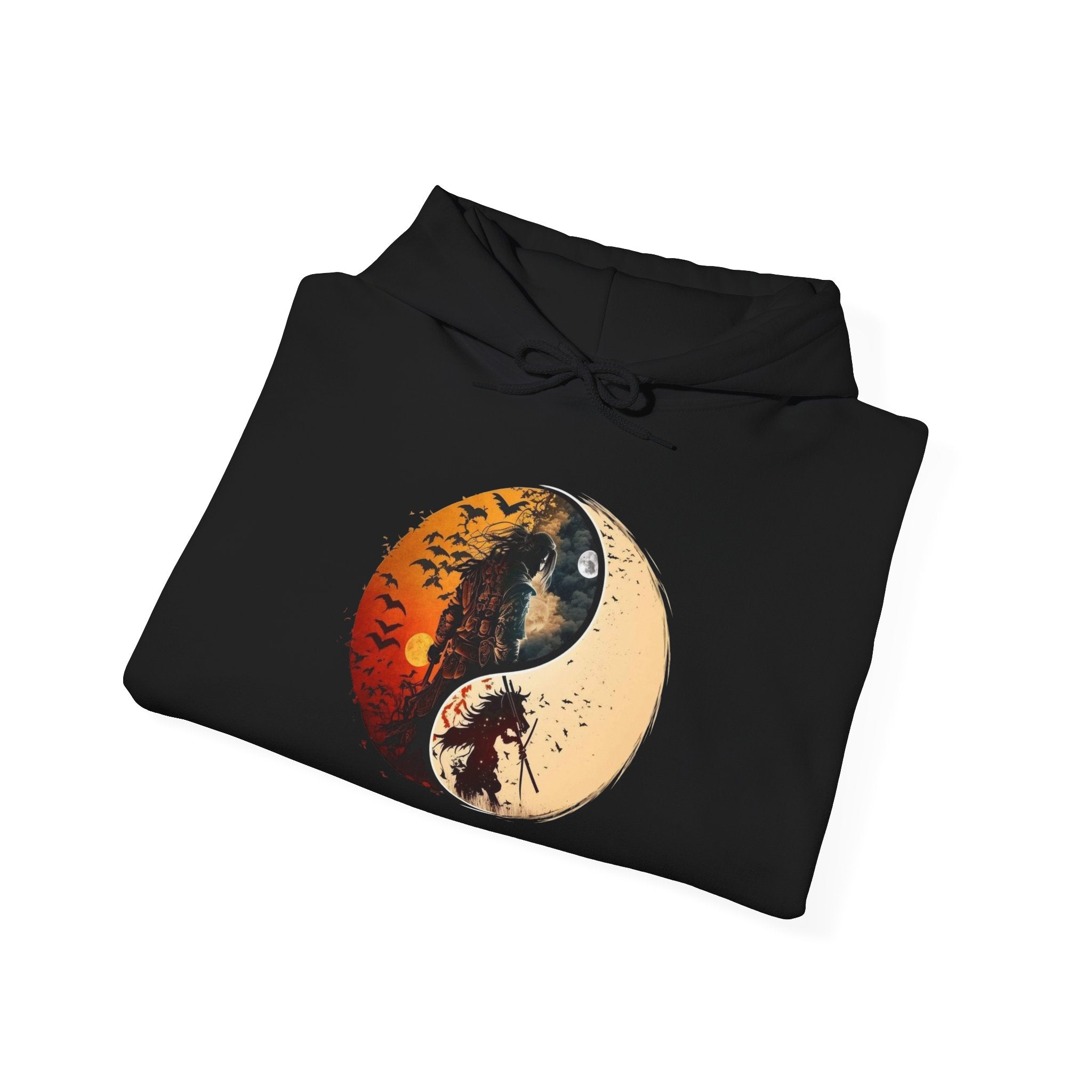 Yin Yang Samurai Hoodie - Cozy Streetwear, Unisex Fashion, Meditation Gift, Casual Wear, Spiritual Apparel