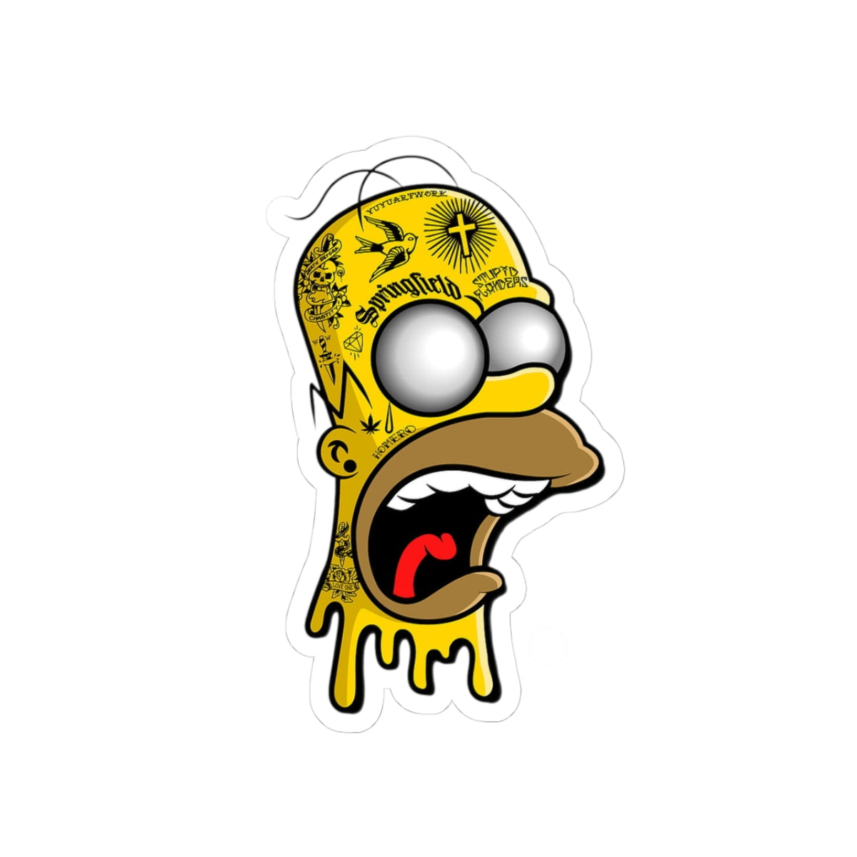 Tattooed Drip Homer Sticker | Kiss-Cut Vinyl Sticker