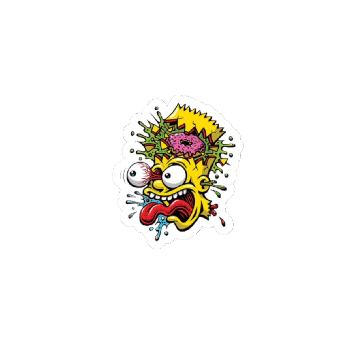 Exploding Cartoon Head sticker | Kiss-Cut Sticker, Retro Skate Punk Art