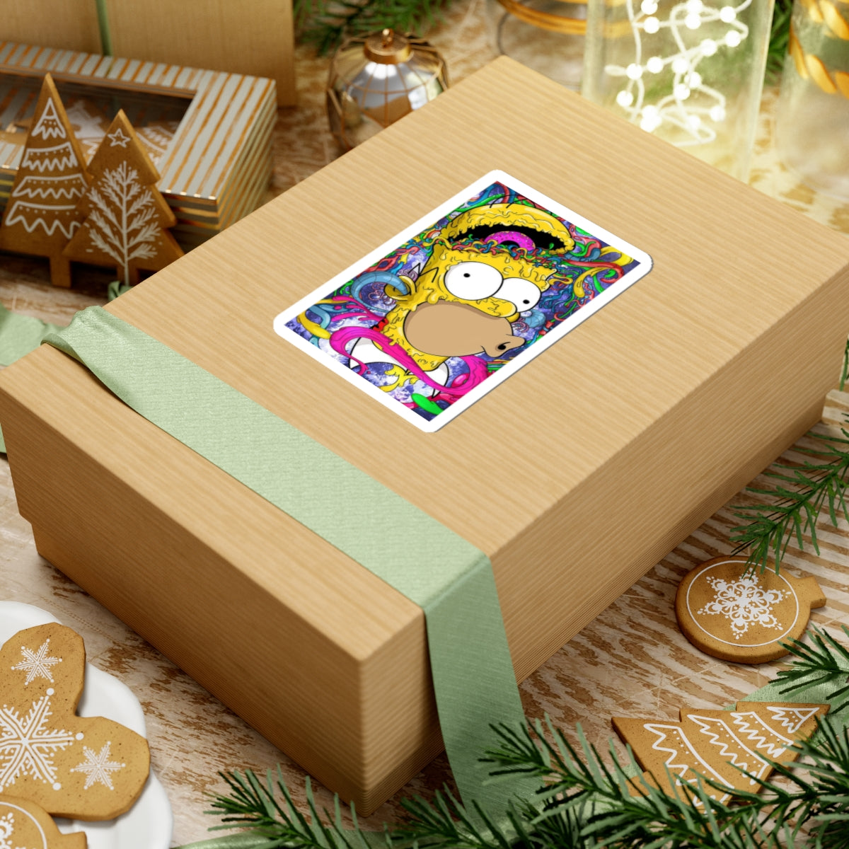 Psychedelic Homer doenut brain Sticker | Kiss-Cut Sticker