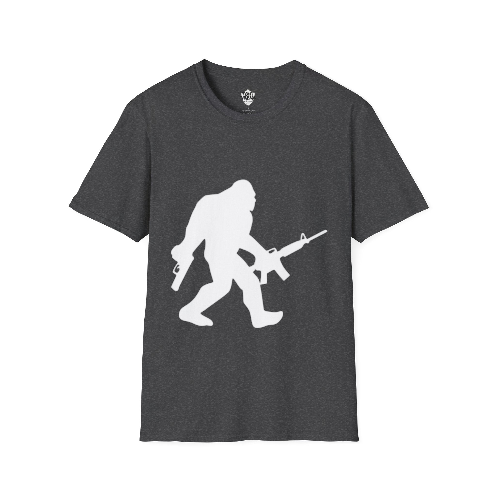 Sasquatch with Rifle T-Shirt | Bigfoot Hunting Silhouette Tee