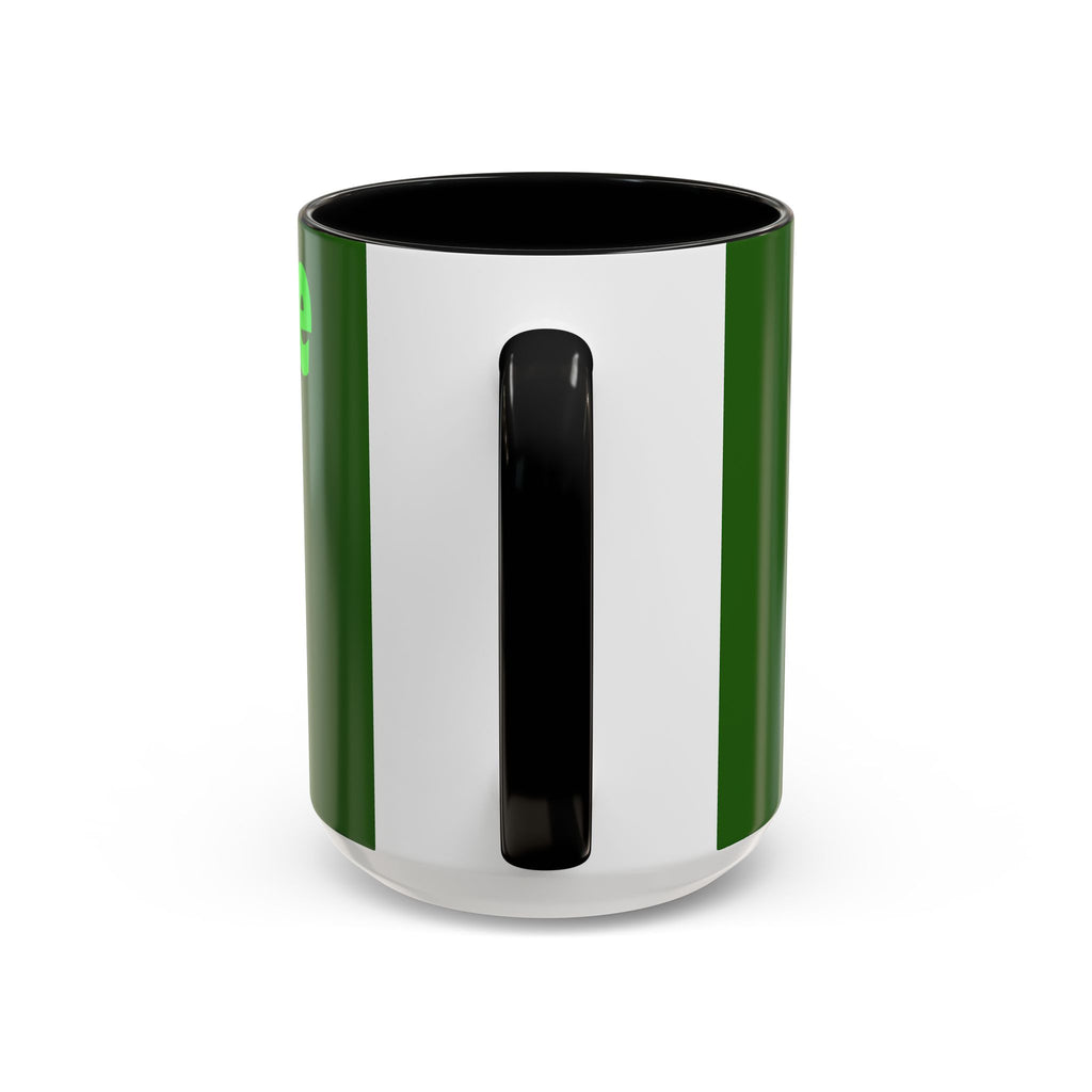 Leafy Green Lettering Accent Coffee Mug 11oz 15oz | Forest Background, Contrasting Handle
