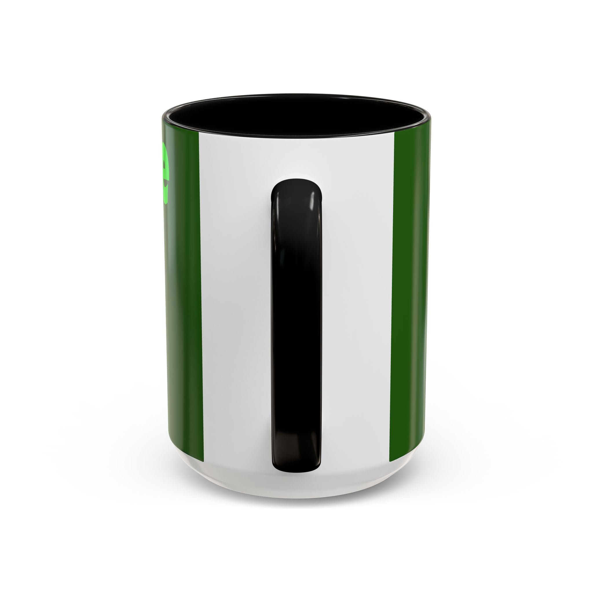 Leafy Green Lettering Accent Coffee Mug 11oz 15oz | Forest Background, Contrasting Handle
