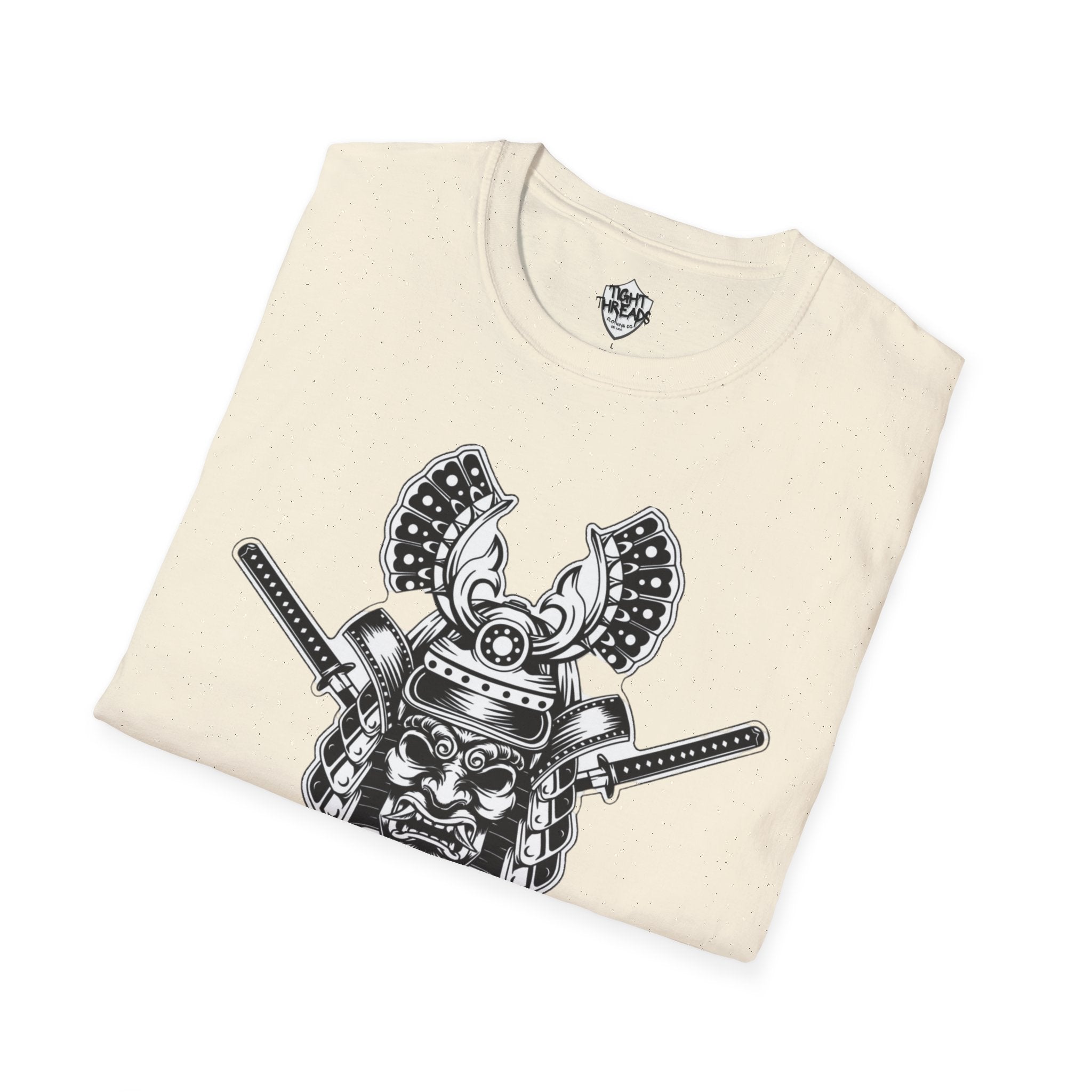 Samurai Skull Graphic T-Shirt, Unisex Softstyle Tee, Edgy Streetwear, Perfect for Anime Fans, Casual Wear, Birthday Gift