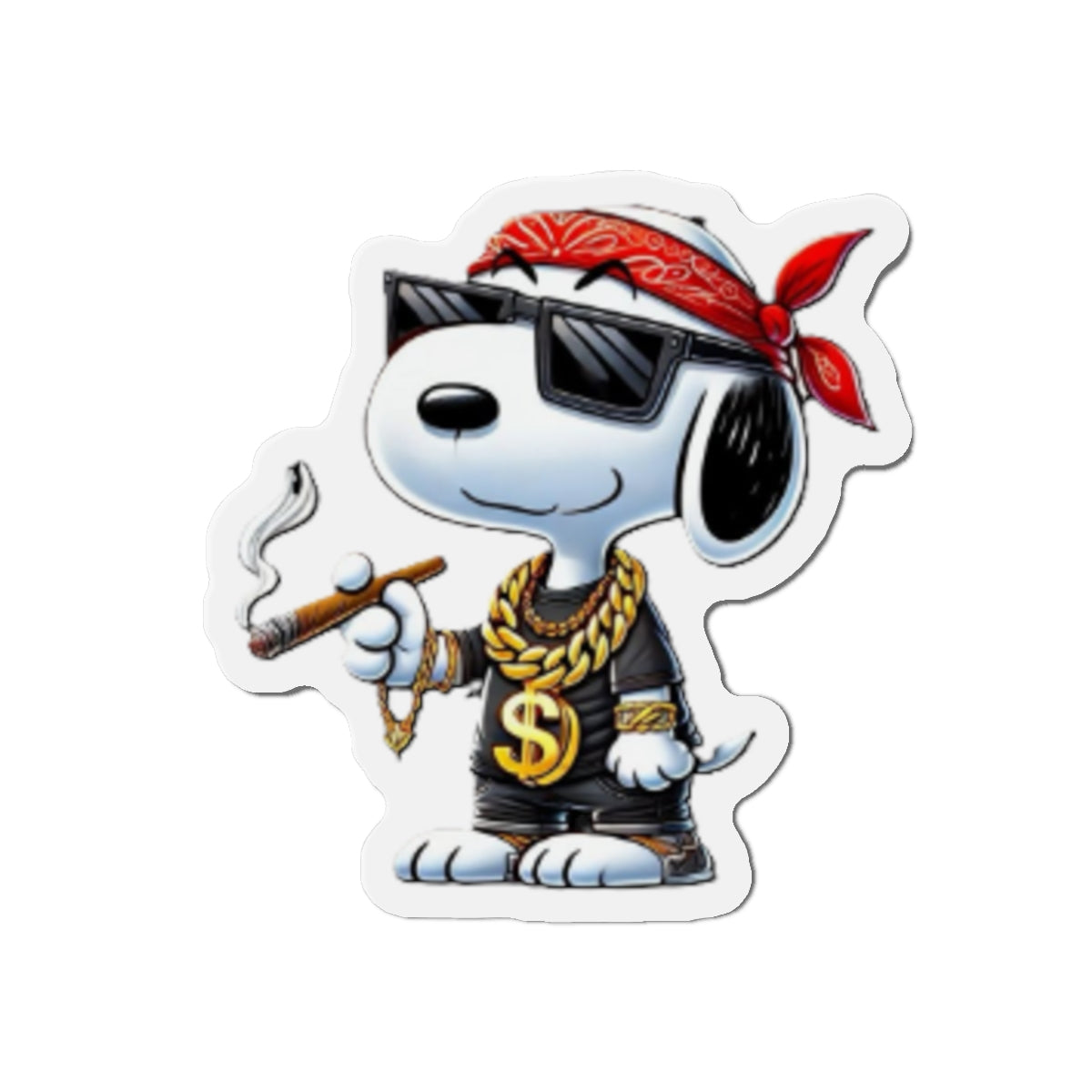 Cool Snoopy- Dog Wearing Bandana die-cut magnet | Cartoon Character Magnet