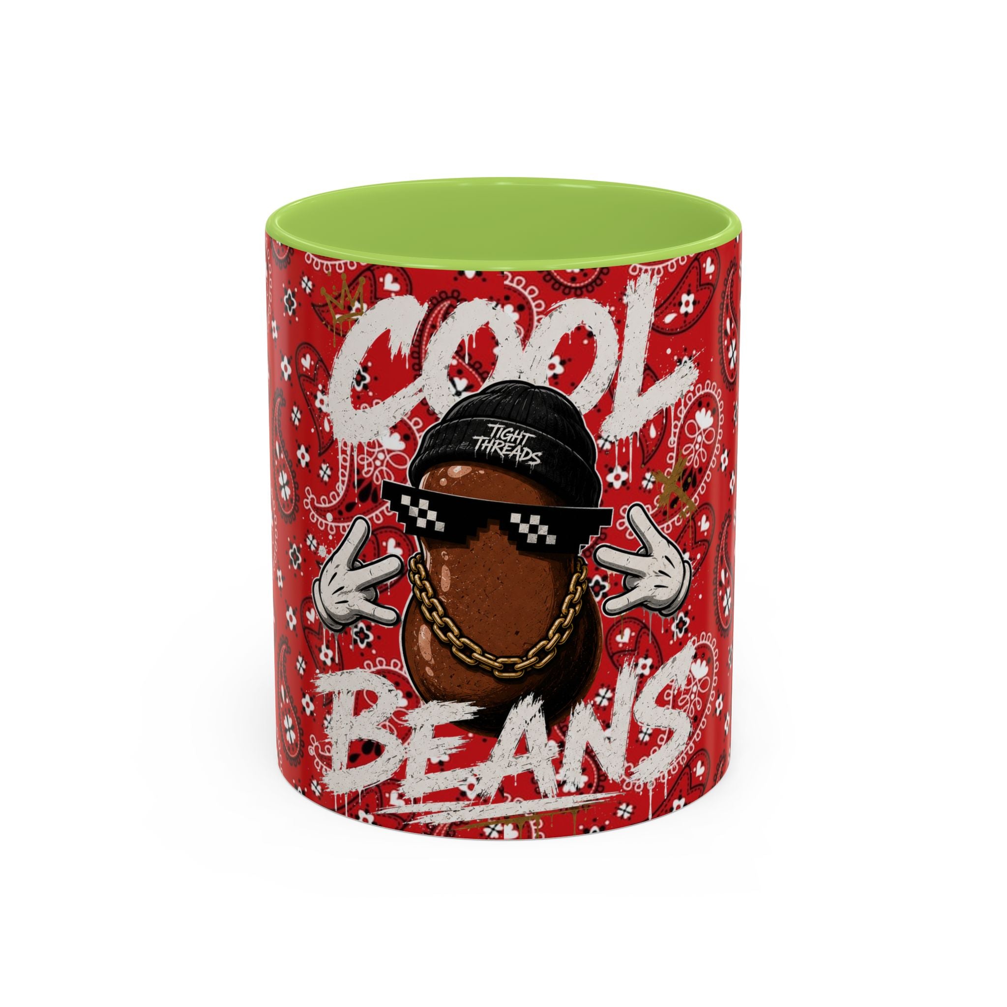 Cool Beans Mug | Red Bandana Coffee Cup, Hip-Hop Bean Graphic 11oz 15oz
