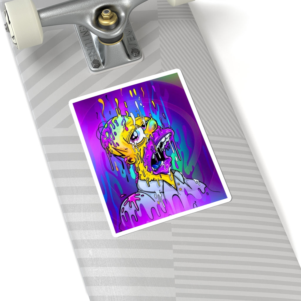 Melting Homer Head Kiss-Cut Sticker | Psychedelic Drip Art