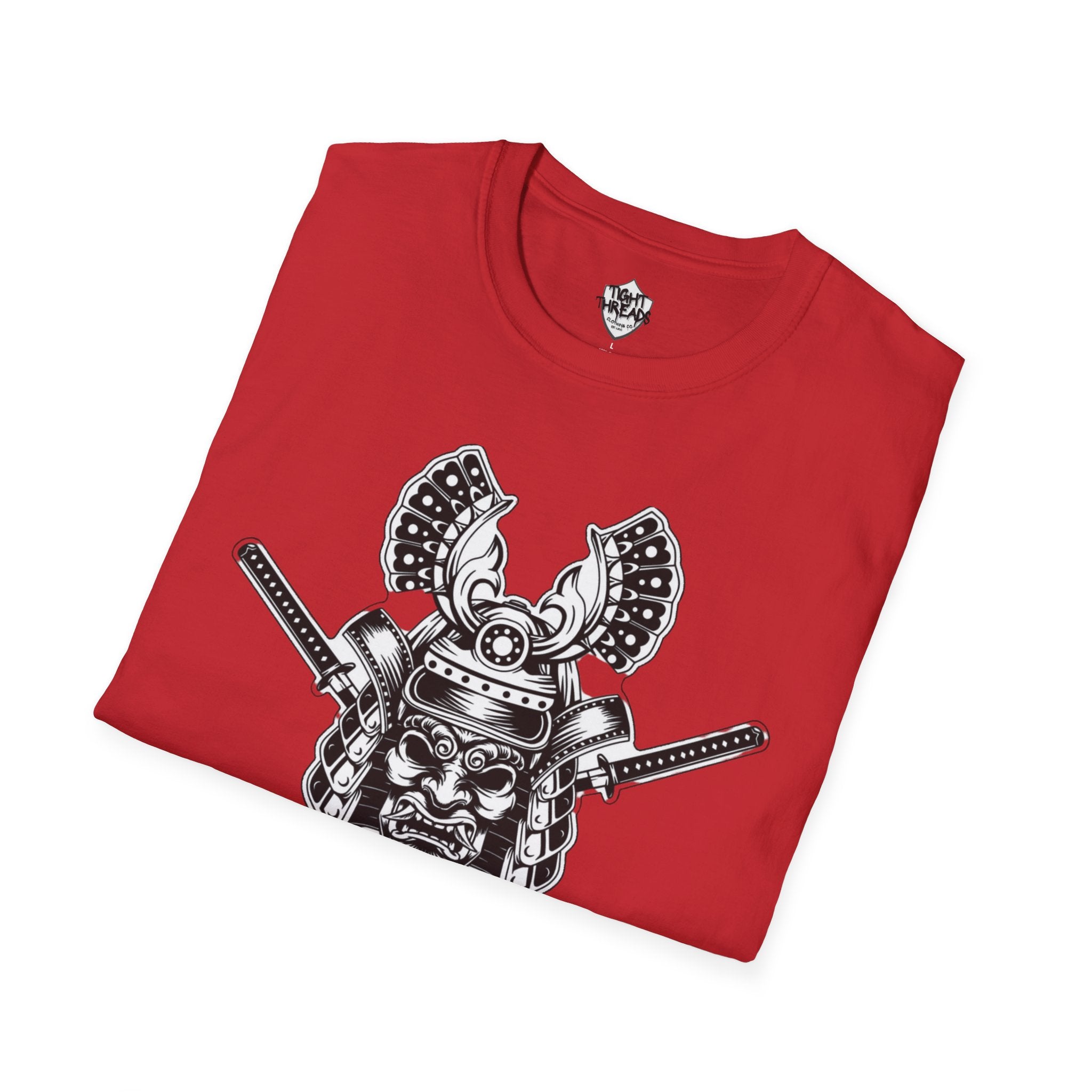 Samurai Skull Graphic T-Shirt, Unisex Softstyle Tee, Edgy Streetwear, Perfect for Anime Fans, Casual Wear, Birthday Gift