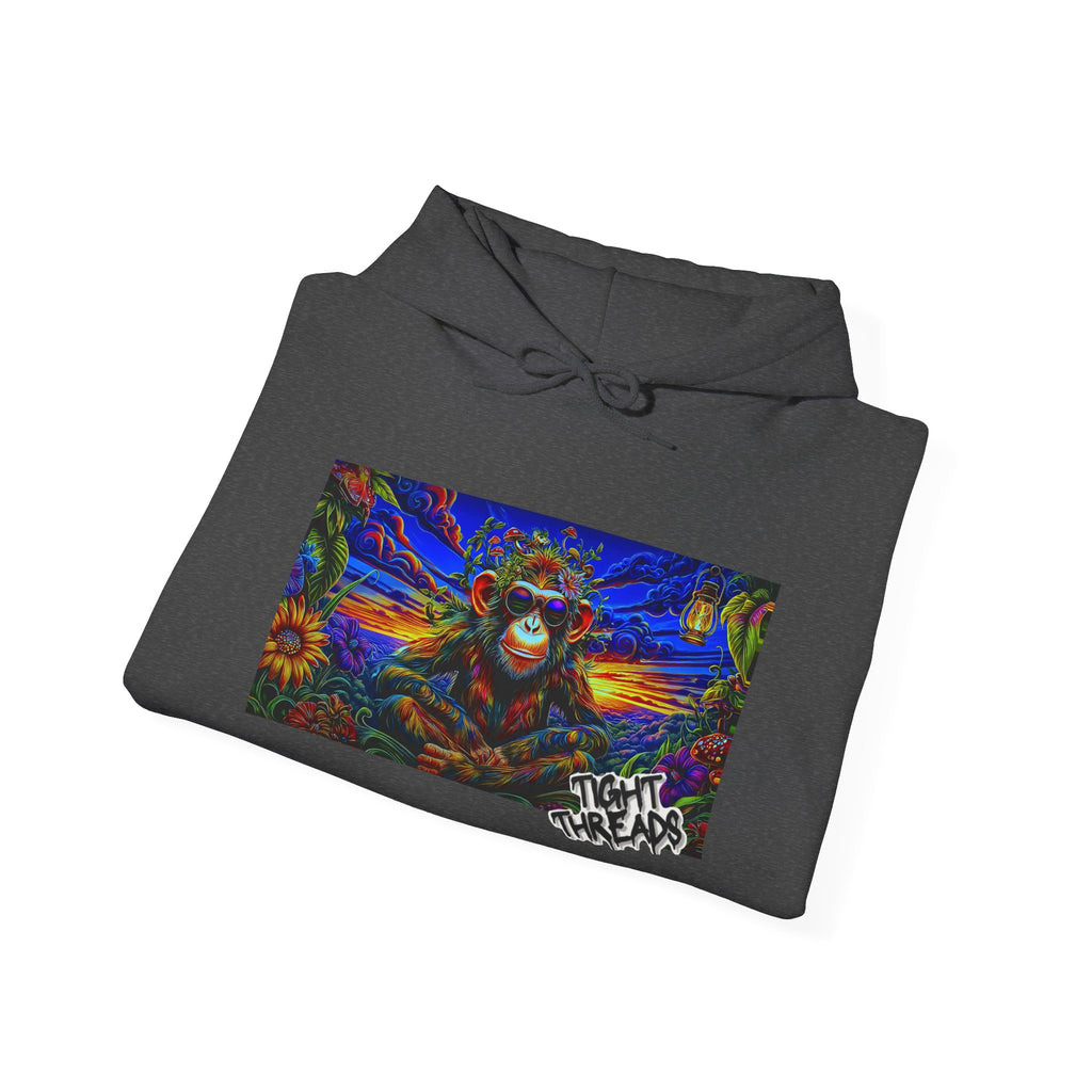 Colorful Cool Monkey Artistic Hoodie, Graphic Sweatshirt, Beach Vibe, Casual Streetwear, Cozy Gift, Unisex Hooded Sweatshirt