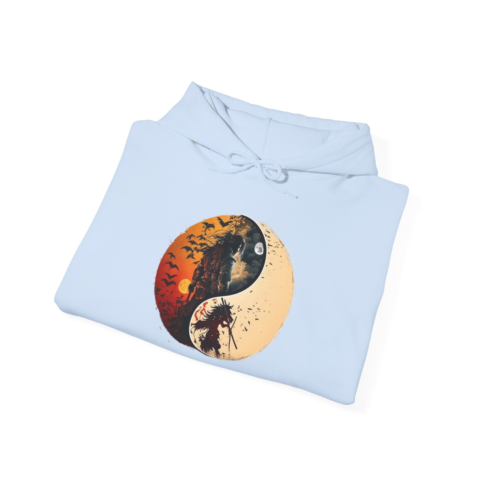 Yin Yang Samurai Hoodie - Cozy Streetwear, Unisex Fashion, Meditation Gift, Casual Wear, Spiritual Apparel