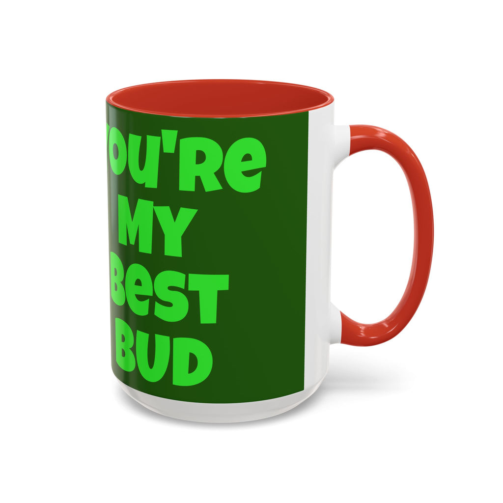 Leafy Green Lettering Accent Coffee Mug 11oz 15oz | Forest Background, Contrasting Handle