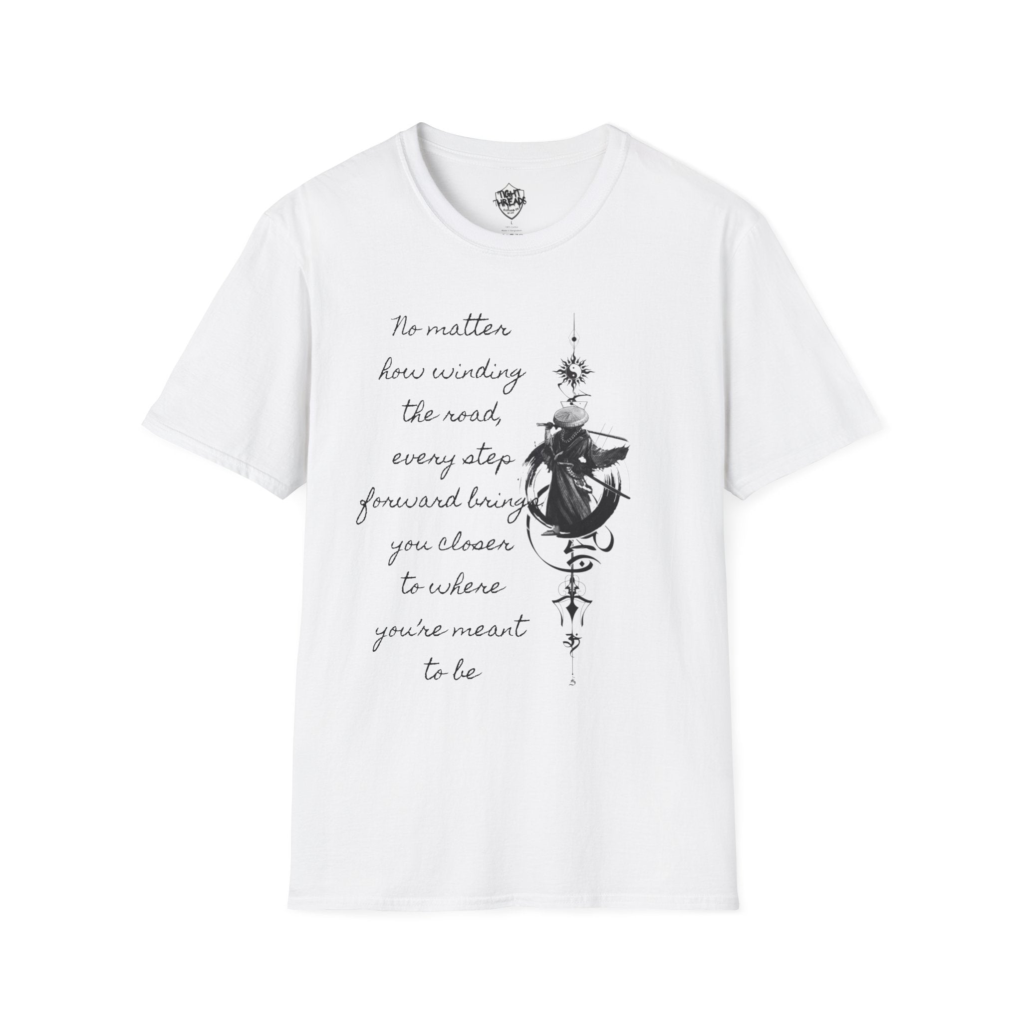 Samurai Unalome Inspirational Quote T-Shirt, Motivational Tee, Unique Graphic Shirt, Gift for Friends, Casual Wear, Unisex Softstyle Tee