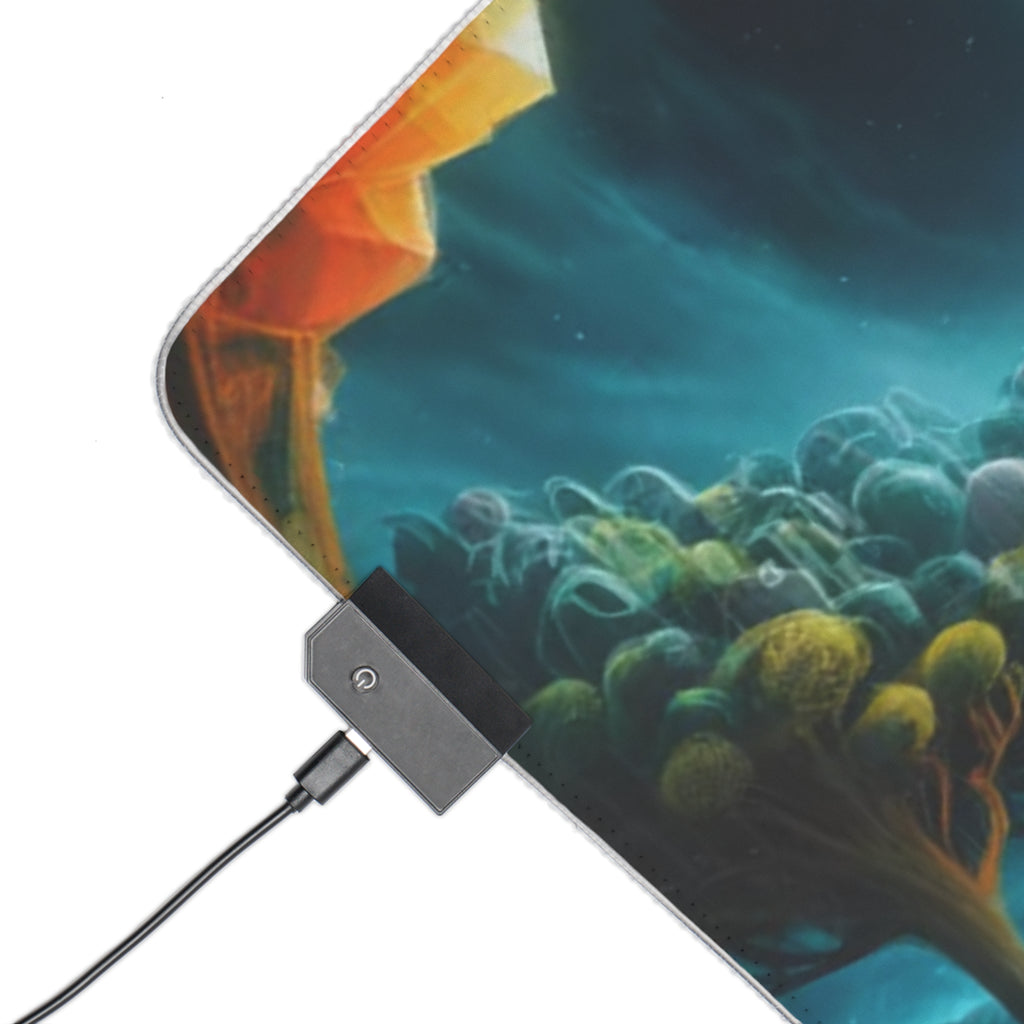 Mystic Temple at Moonlight LED Gaming Mouse Pad | Fantasy Landscape, RGB Edge