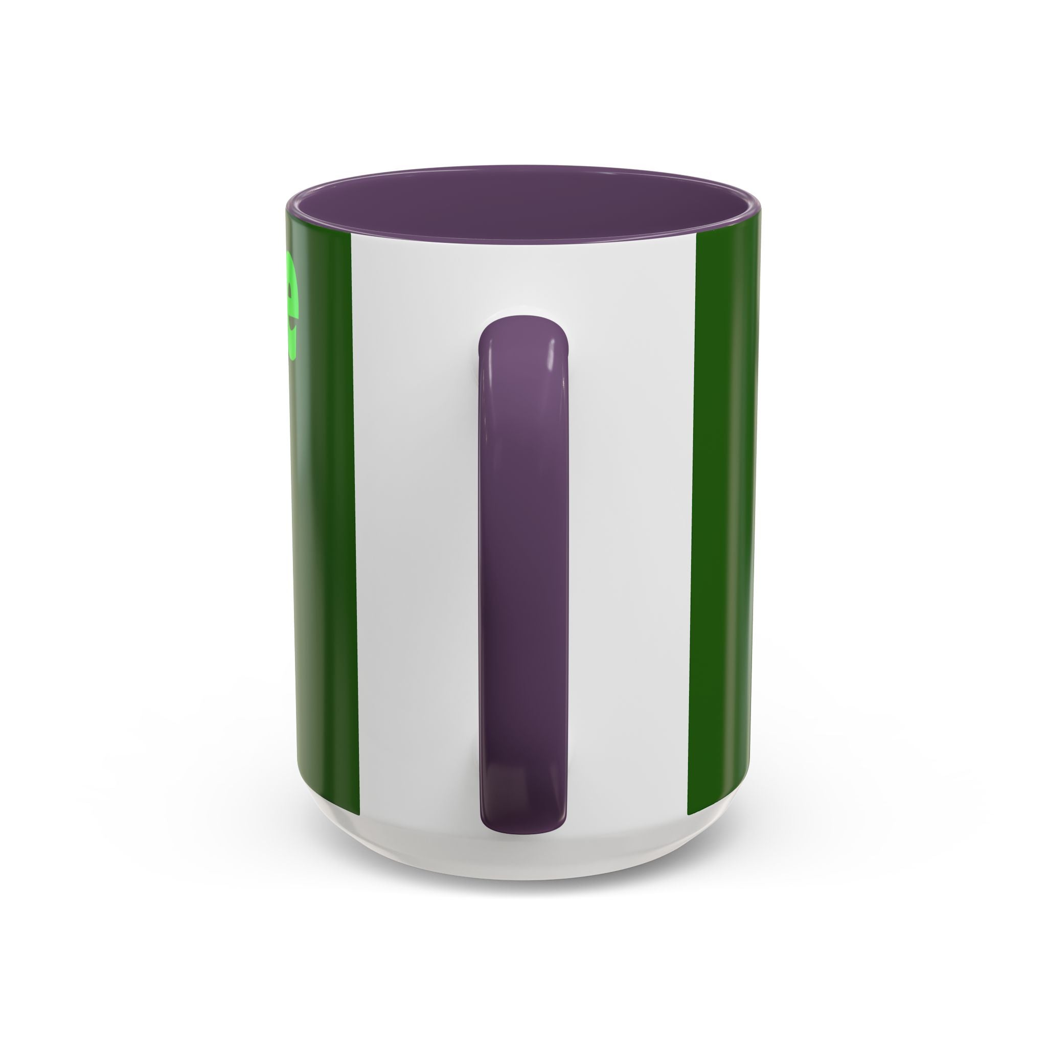 Leafy Green Lettering Accent Coffee Mug 11oz 15oz | Forest Background, Contrasting Handle