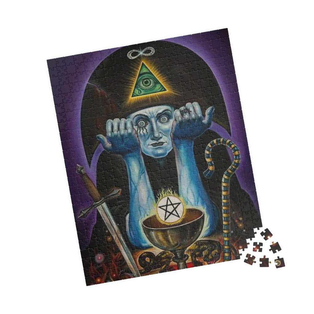 Occult Tarot Illustration Puzzle 520 Piece | Mystic Eye Pentagram Chalice Puzzle