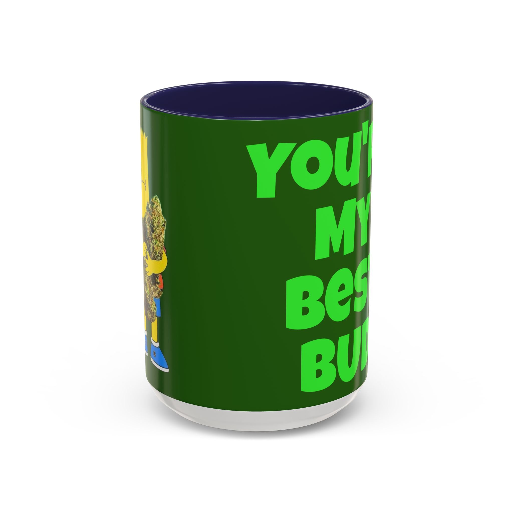 Leafy Green Lettering Accent Coffee Mug 11oz 15oz | Forest Background, Contrasting Handle