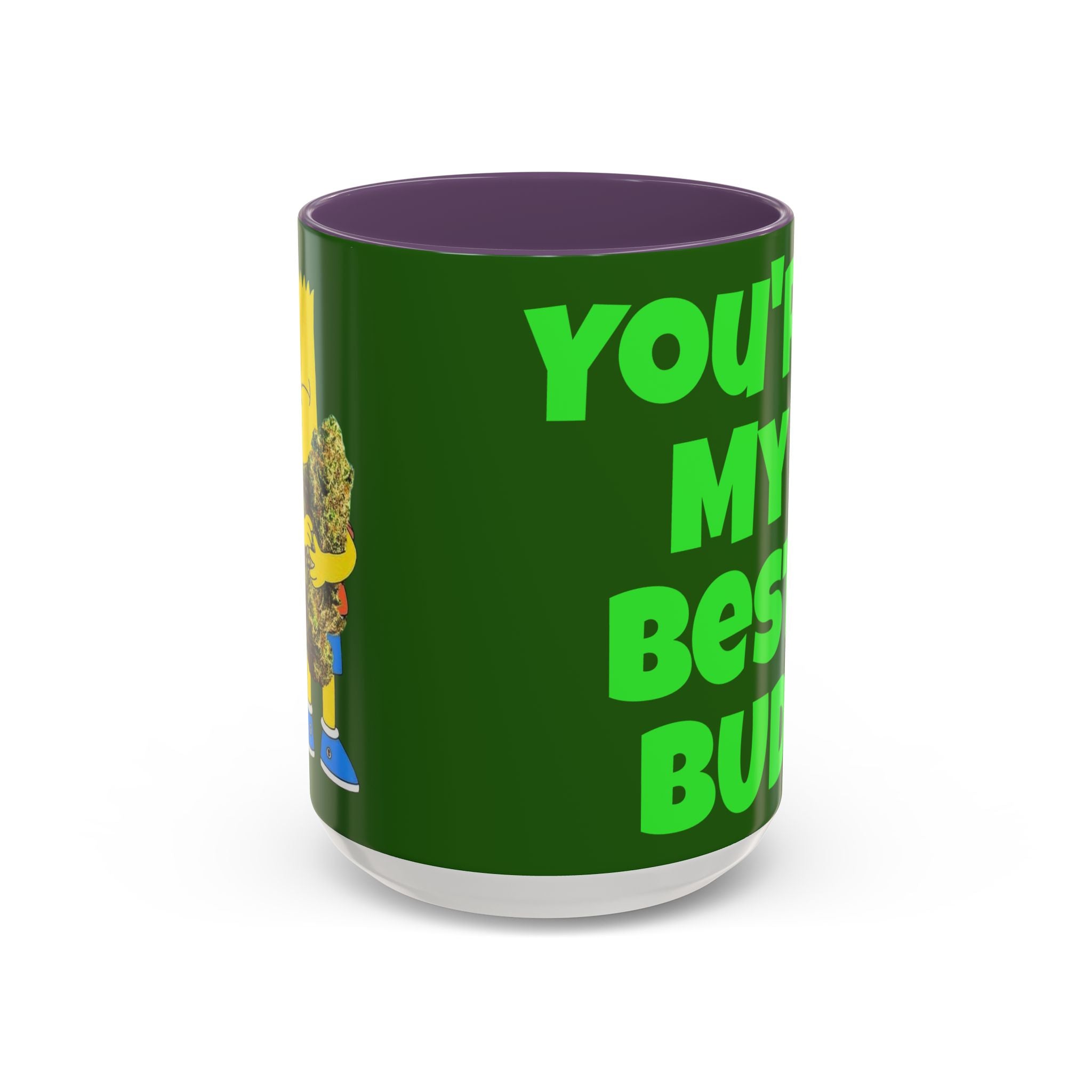 Leafy Green Lettering Accent Coffee Mug 11oz 15oz | Forest Background, Contrasting Handle