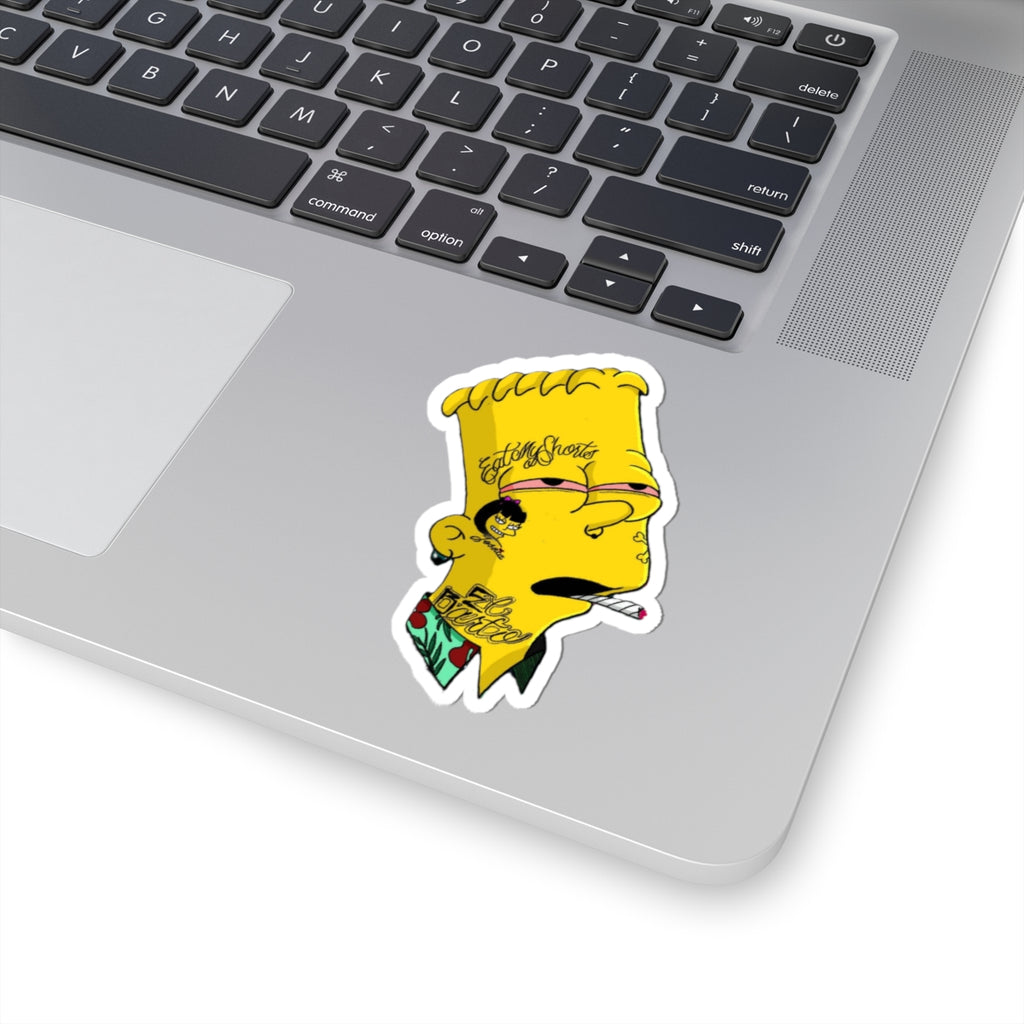 Tattooed Bart Sticker | Kiss-Cut Sticker, Cartoon Character Decal