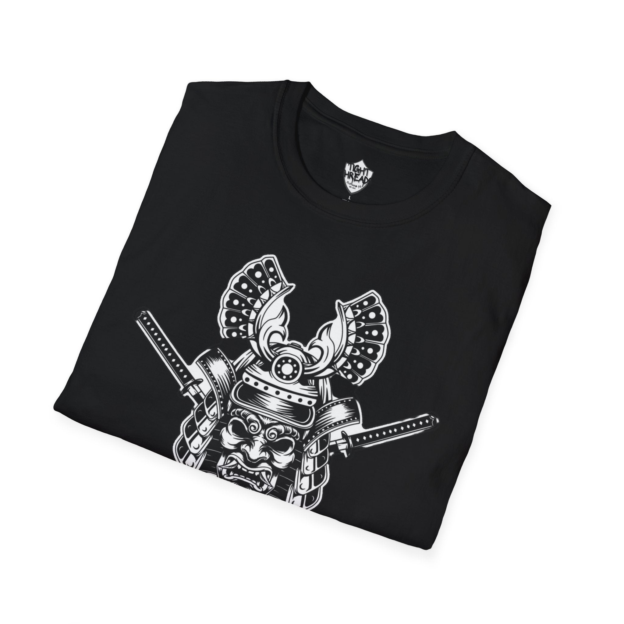 Samurai Skull Graphic T-Shirt, Unisex Softstyle Tee, Edgy Streetwear, Perfect for Anime Fans, Casual Wear, Birthday Gift