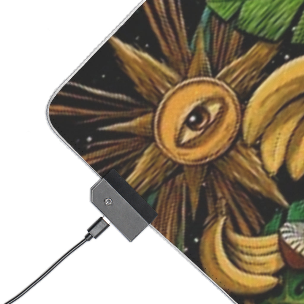 Psychedelic Monkey Laser Eyes LED Gaming Mouse Pad | RGB Desk Mat