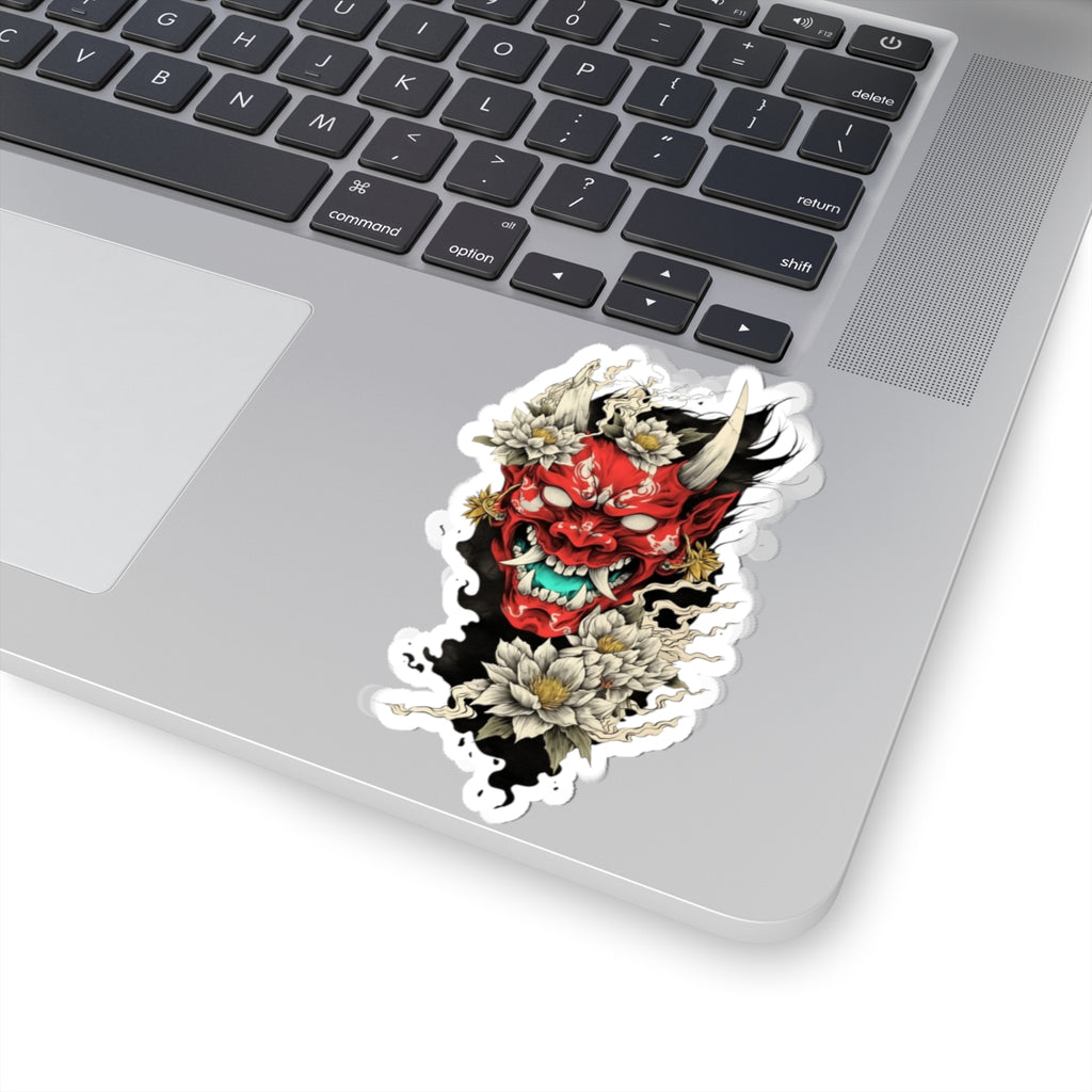 Oni Samurai Face Stickers, Laptop Decals, Water Bottle Stickers, Skateboard Decals, Artist Gift, Halloween Stickers, Edgy Art Sticker Pack