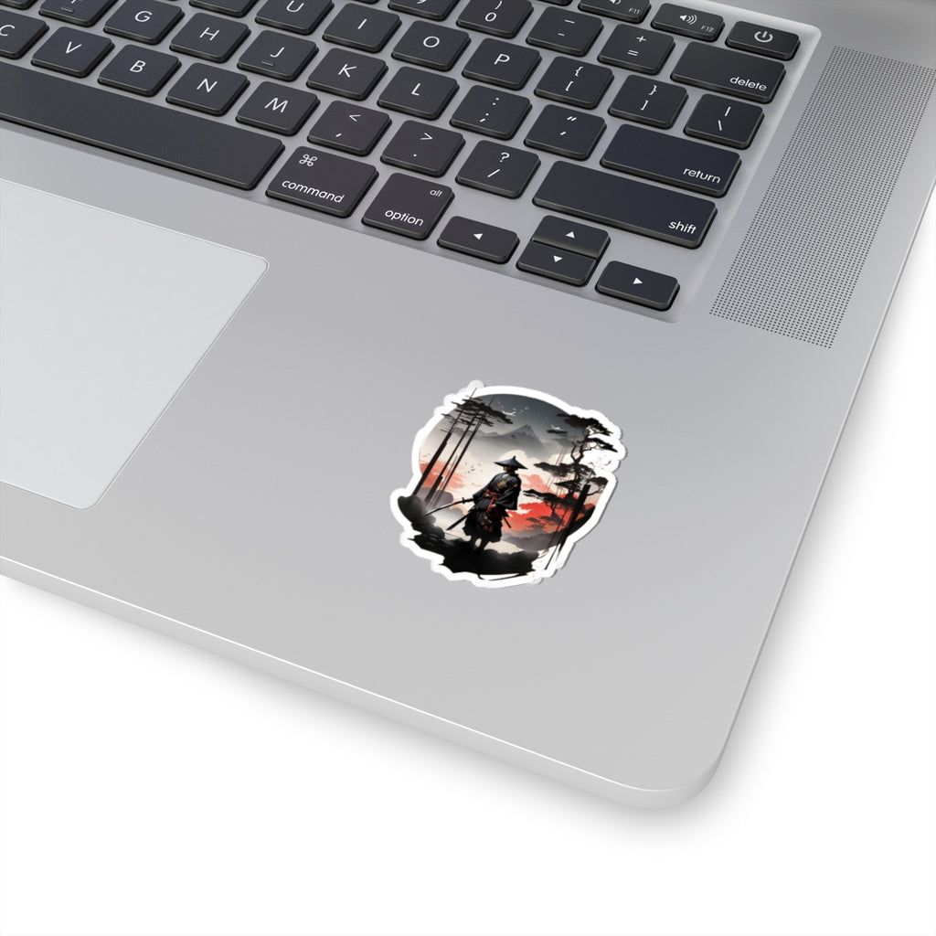 Samurai Silhouette Kiss-Cut Stickers | Japanese Landscape, Mountain & Sunset