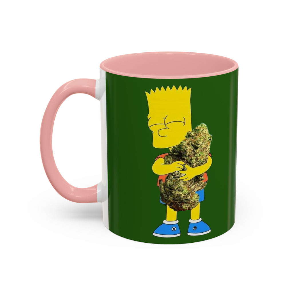 Leafy Green Lettering Accent Coffee Mug 11oz 15oz | Forest Background, Contrasting Handle
