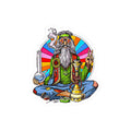 Meditating Stoner Wizard Kiss-Cut Stickers | Psychedelic Rainbow