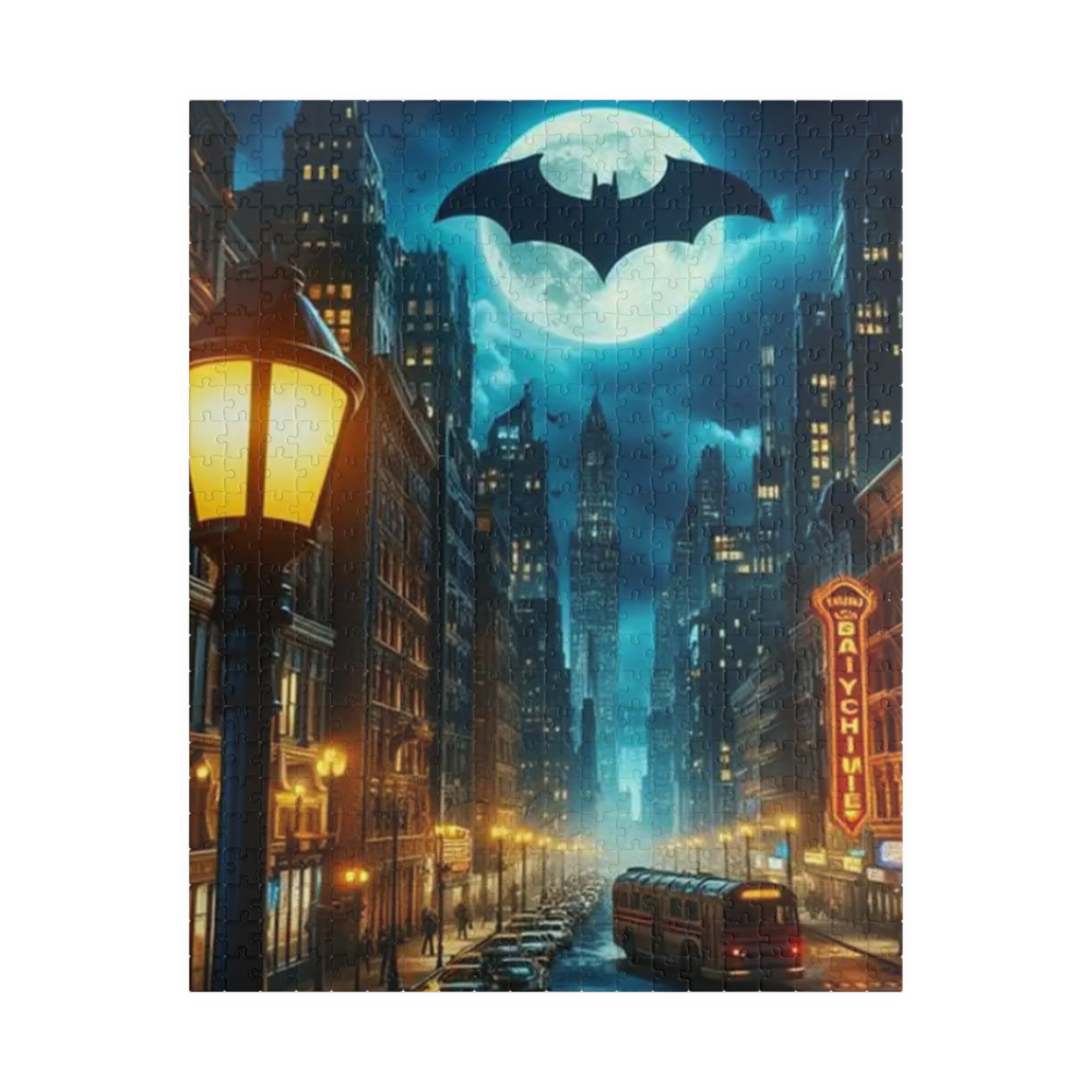 Gotham Night Skyline Batman signal Puzzle
