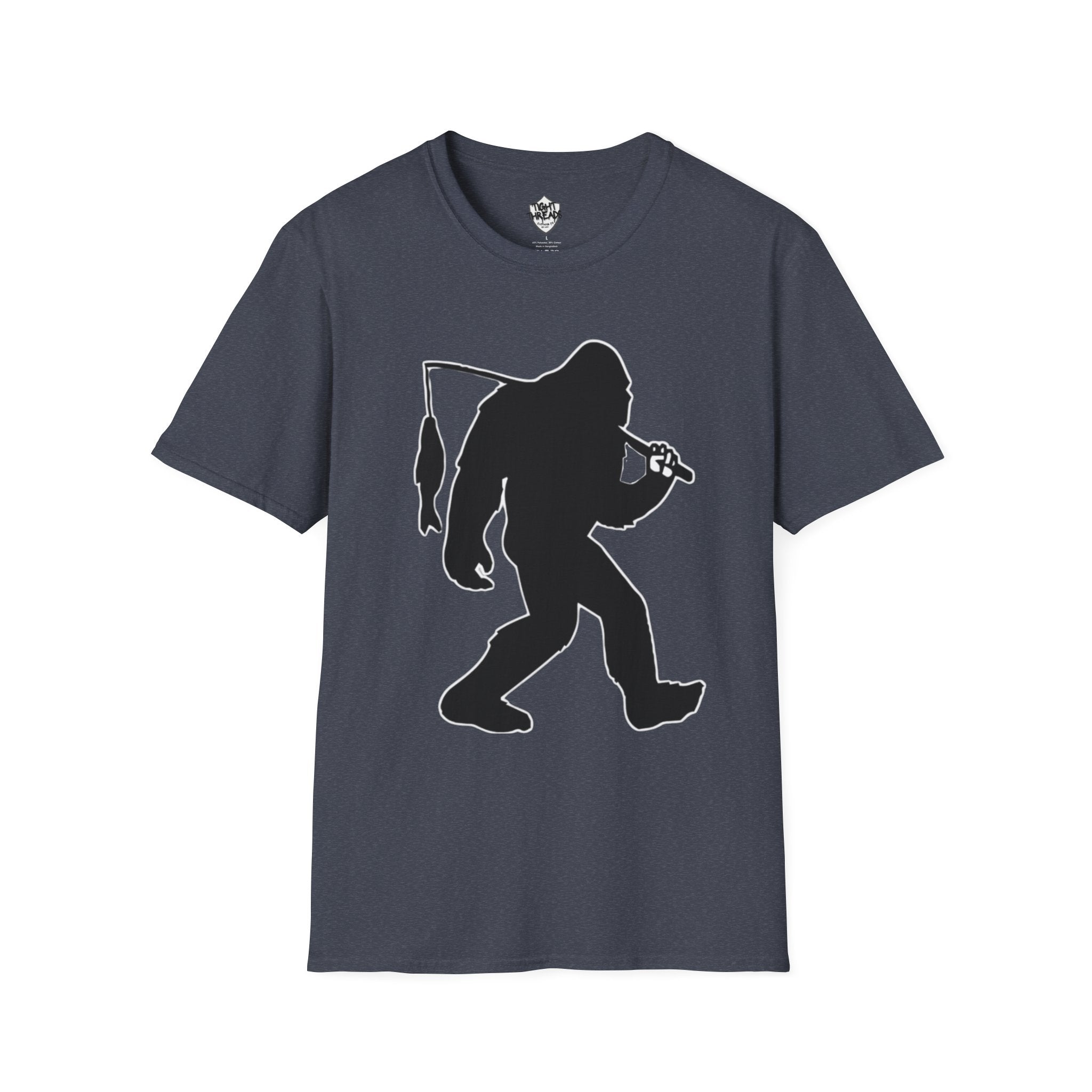 Bigfoot Fishing T-Shirt | Sasquatch Fisherman Silhouette